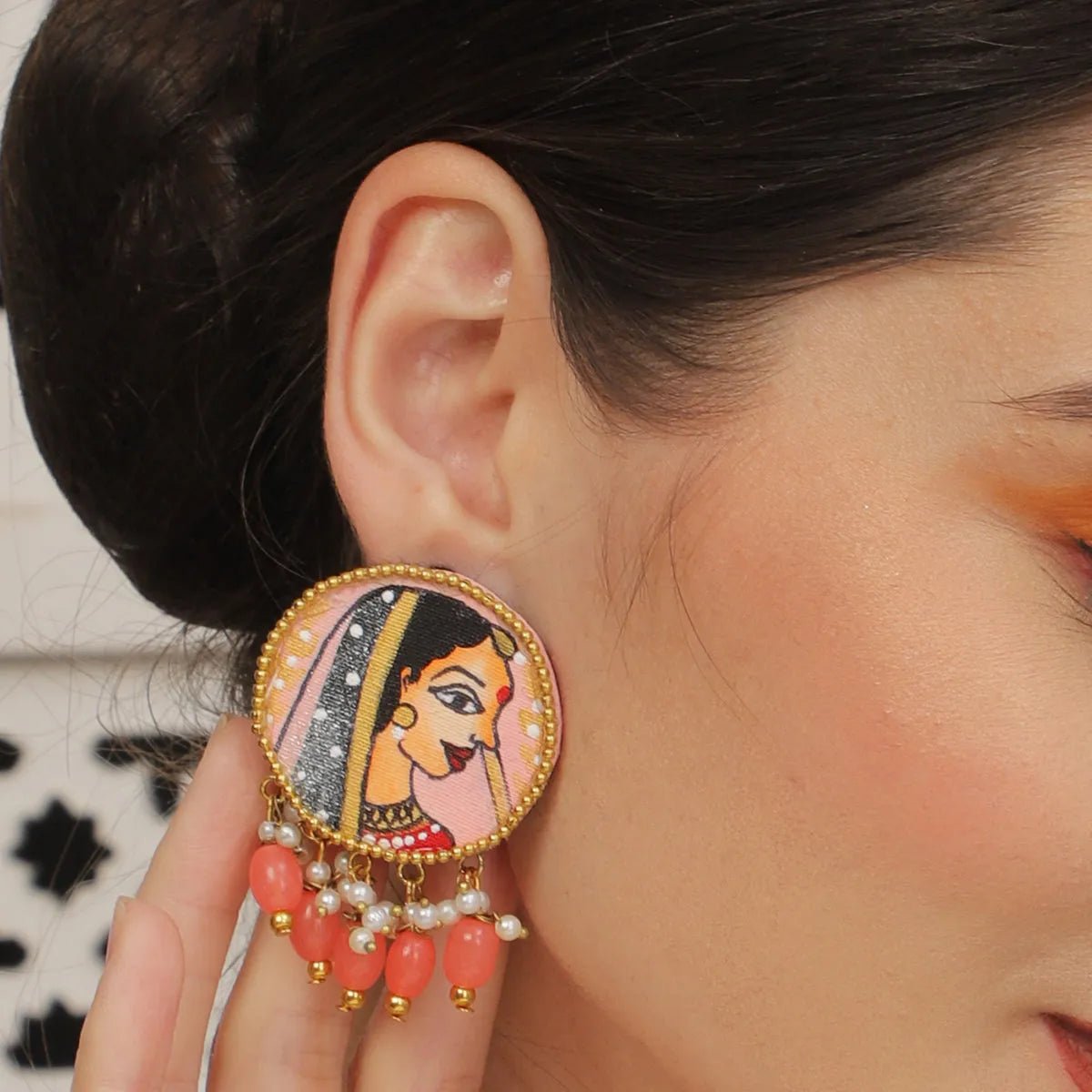 Mini Classic Multi Color Hand Painted Stud (Earrings) HP - ER - 106 - KHOJ.CITY