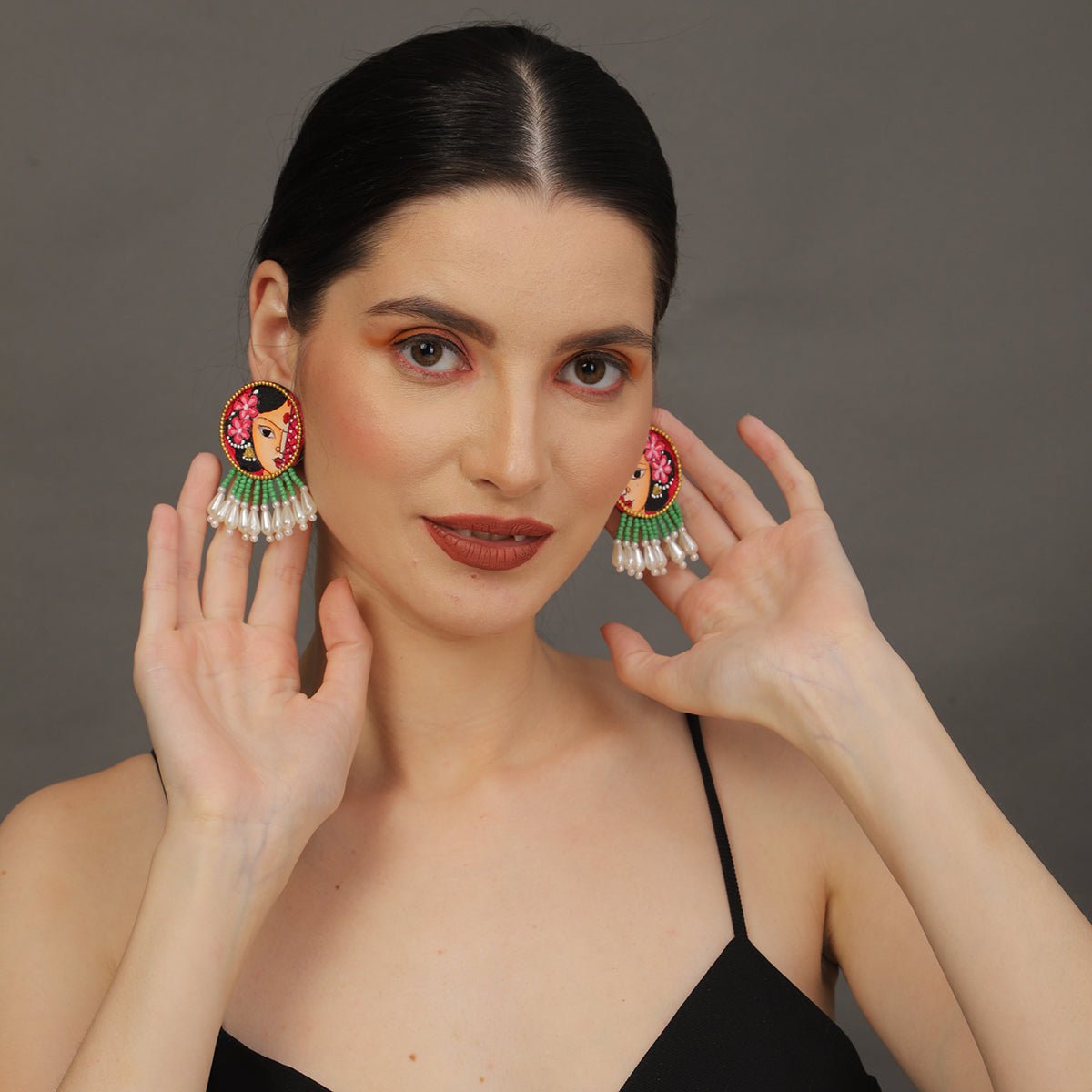 Mini Classic Multi Color Hand Painted Stud (Earrings) HP - ER - 108 - KHOJ.CITY