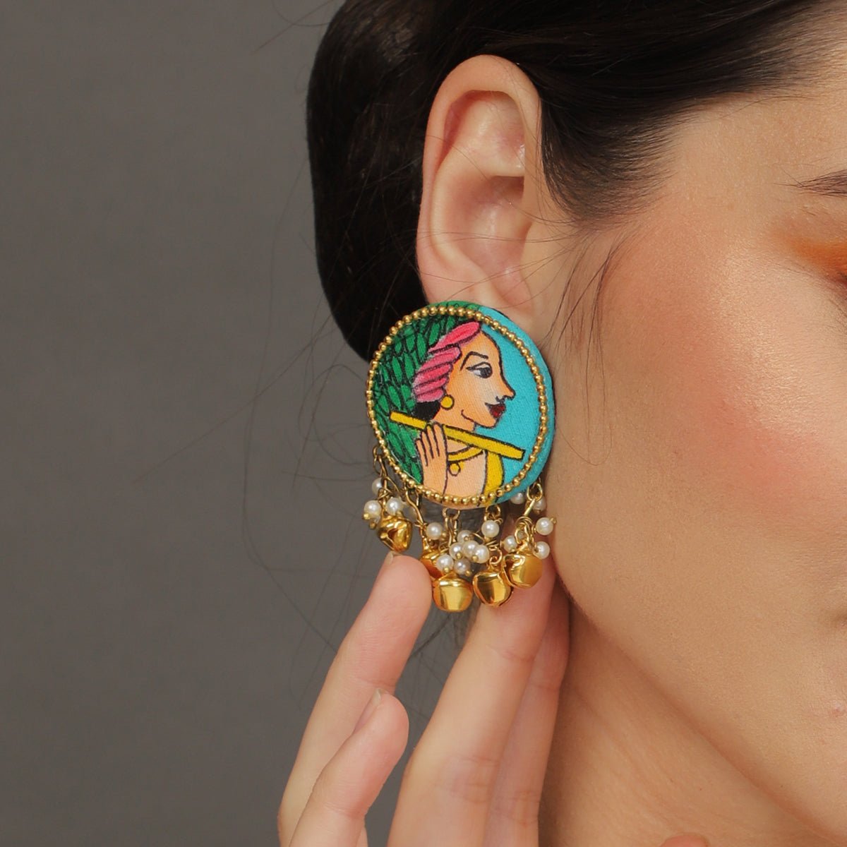Mini Classic Multi Color Hand Painted Stud (Earrings) HP - ER - 109 - KHOJ.CITY
