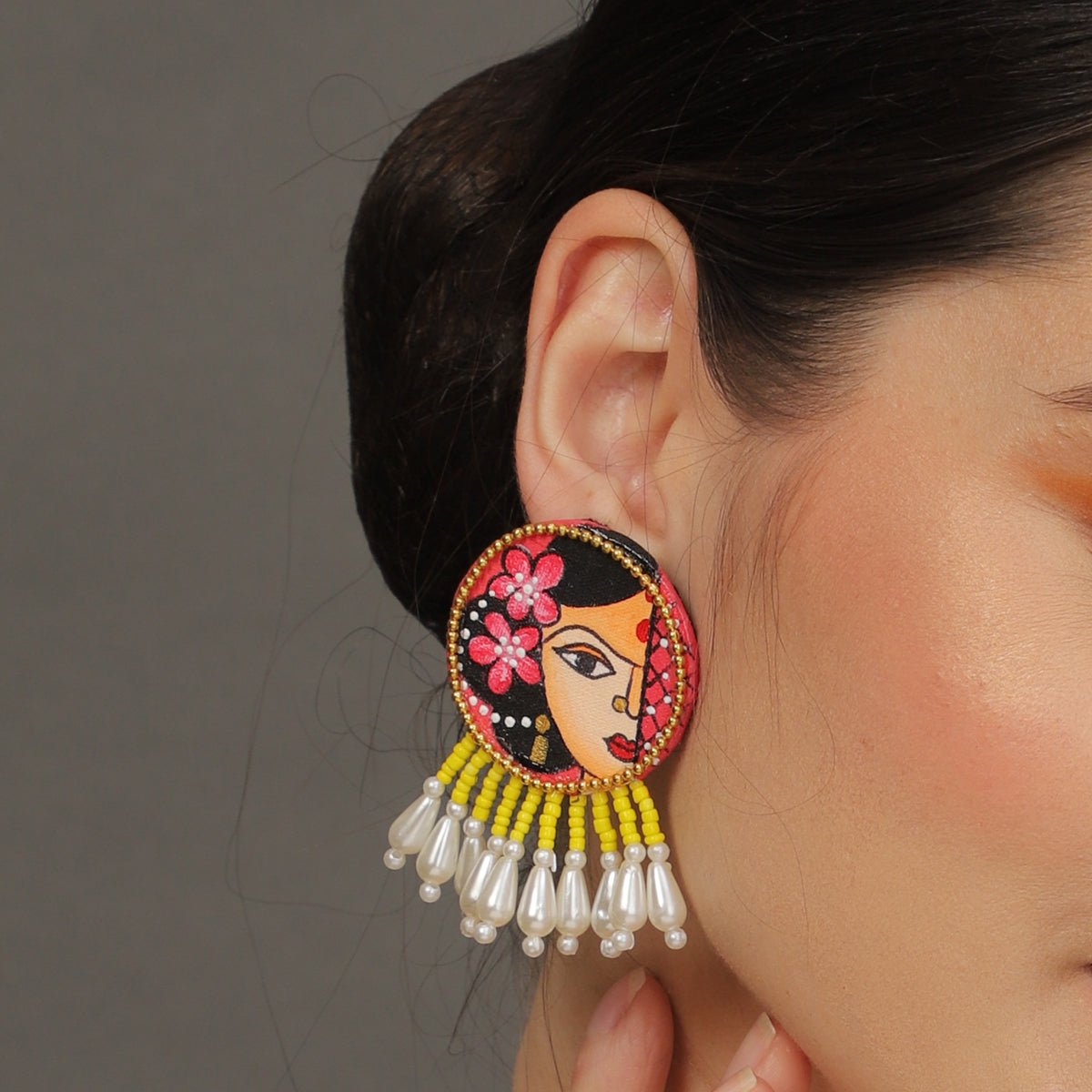Mini Classic Multi Color Hand Painted Stud (Earrings) HP - ER - 113 - KHOJ.CITY