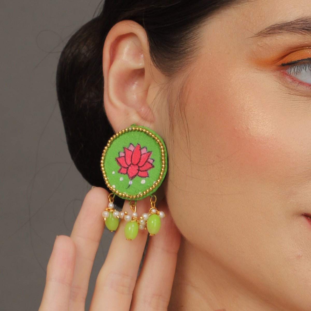 Mini Classic Multi Color Hand Painted Stud (Earrings) HP - ER - 120 - KHOJ.CITY