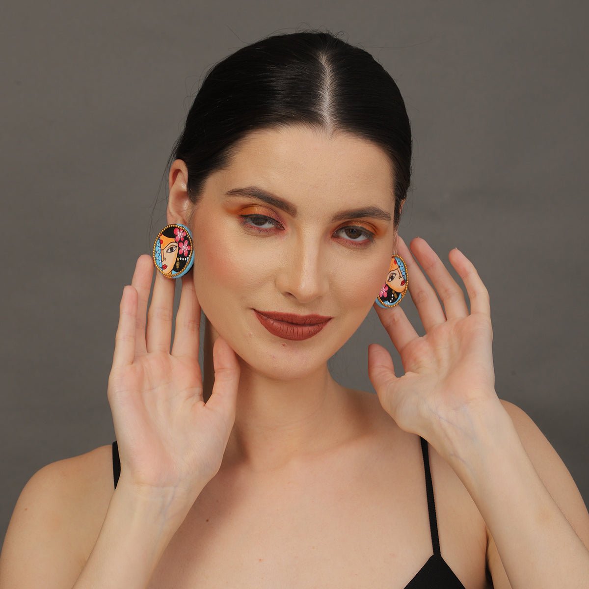 Mini Classic Multi Color Hand Painted Stud (Earrings) HP - ER - 121 - KHOJ.CITY
