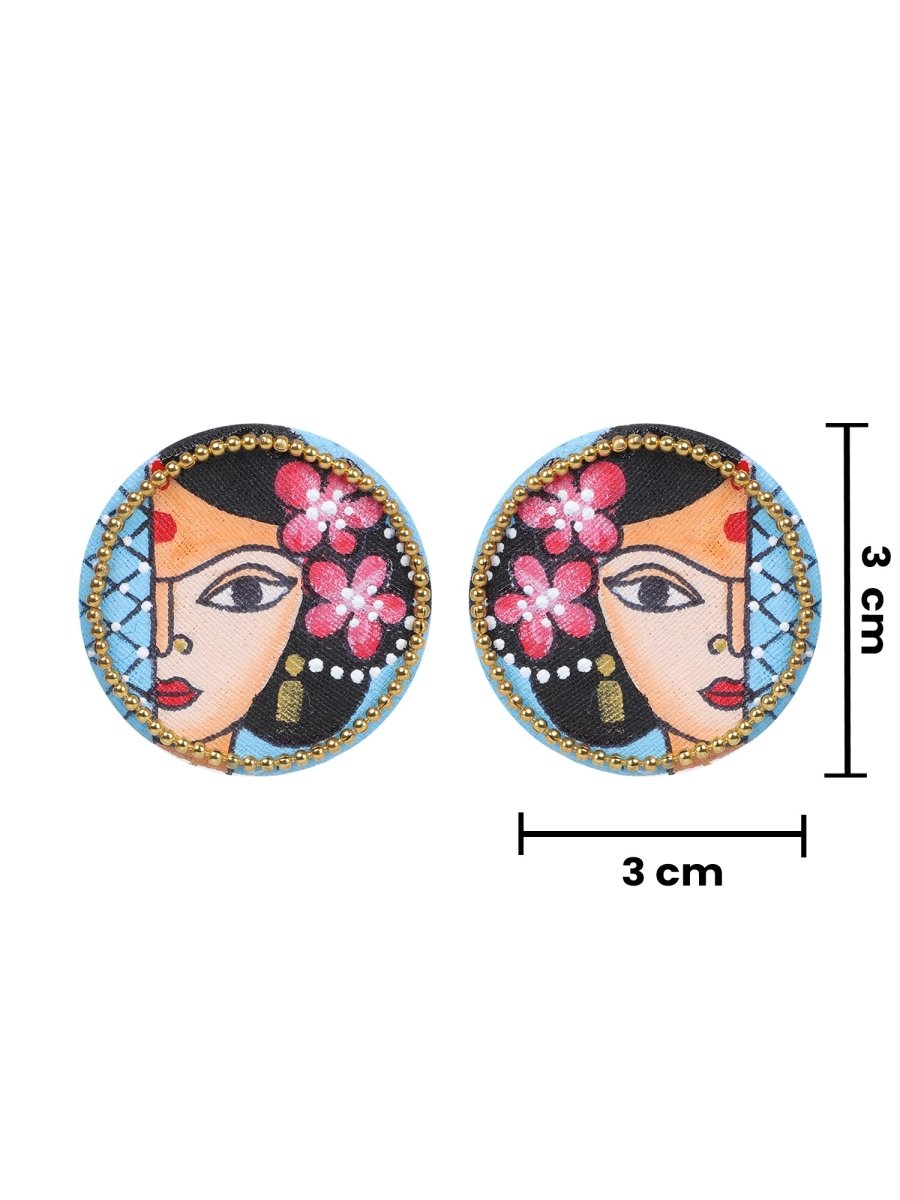 Mini Classic Multi Color Hand Painted Stud (Earrings) HP - ER - 121 - KHOJ.CITY