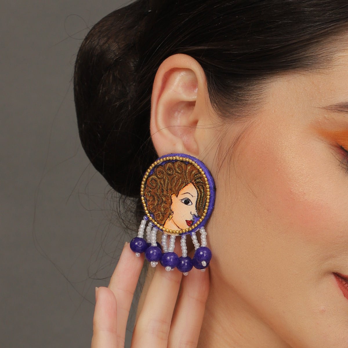 Mini Classic Multi Color Hand Painted Stud (Earrings) HP - ER - 123 - KHOJ.CITY