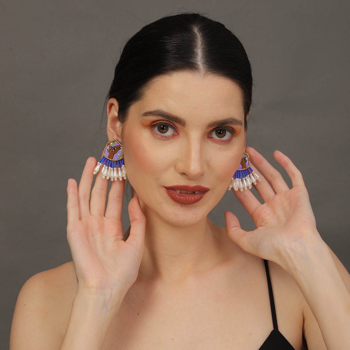 Mini Classic Multi Color Hand Painted Stud (Earrings) HP - ER - 125 - KHOJ.CITY