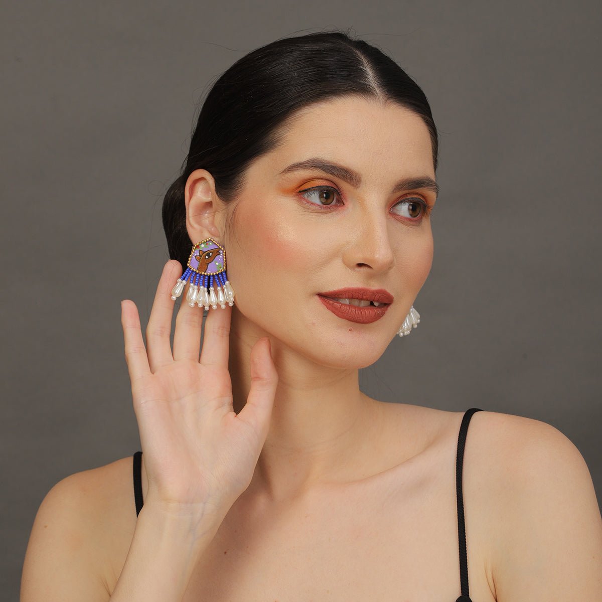 Mini Classic Multi Color Hand Painted Stud (Earrings) HP - ER - 125 - KHOJ.CITY