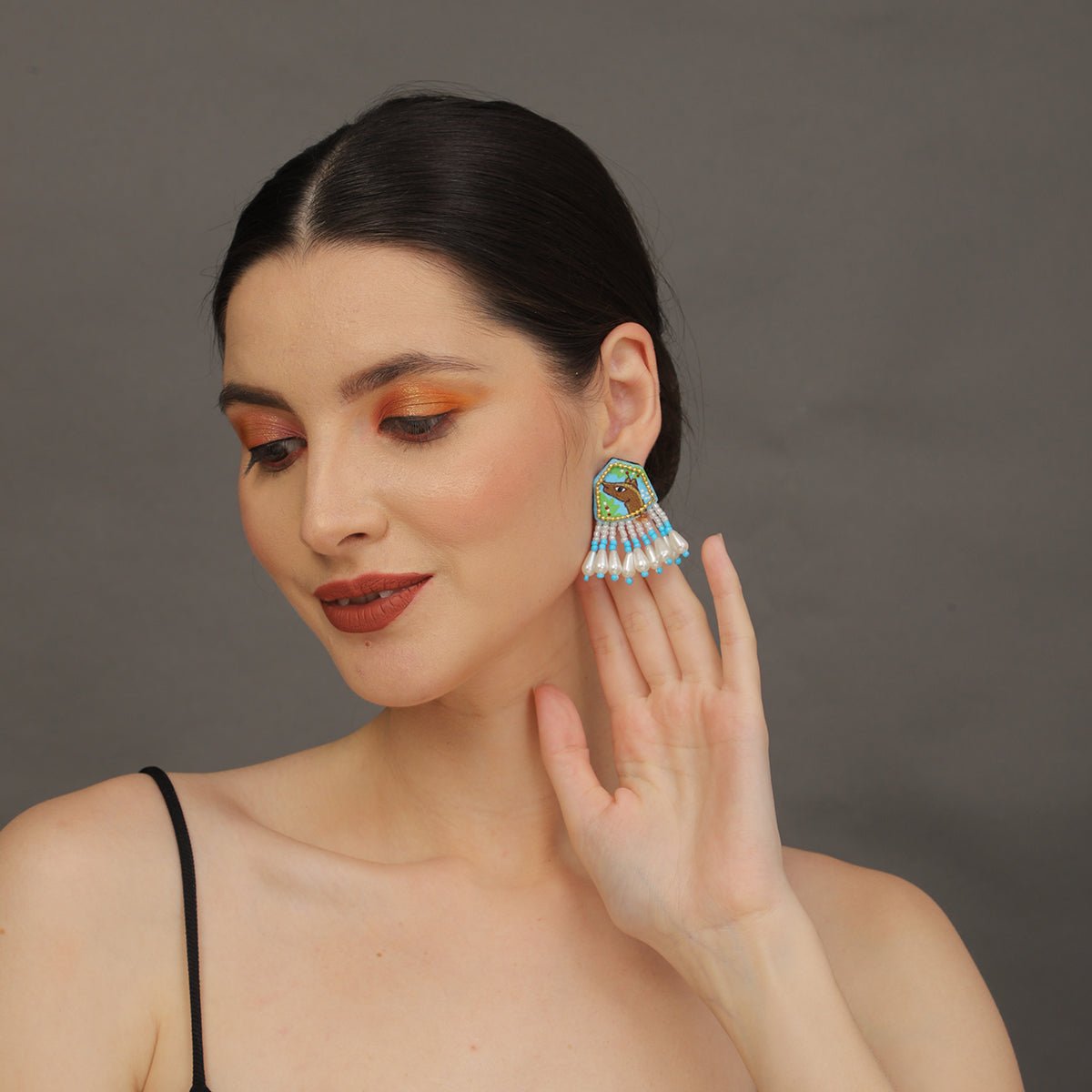 Mini Classic Multi Color Hand Painted Stud (Earrings) HP - ER - 127 - KHOJ.CITY