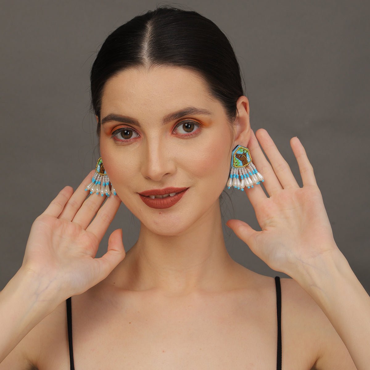 Mini Classic Multi Color Hand Painted Stud (Earrings) HP - ER - 127 - KHOJ.CITY