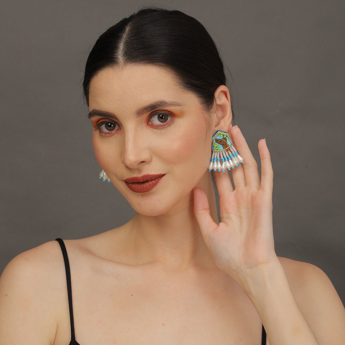 Mini Classic Multi Color Hand Painted Stud (Earrings) HP - ER - 127 - KHOJ.CITY
