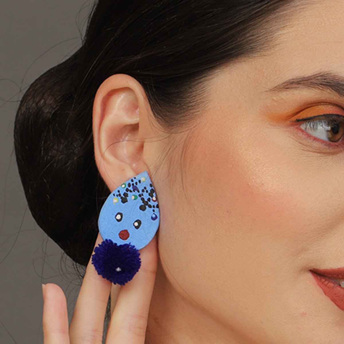 Mini Classic Multi Color Hand Painted Stud (Earrings) HP - ER - 215 - KHOJ.CITY