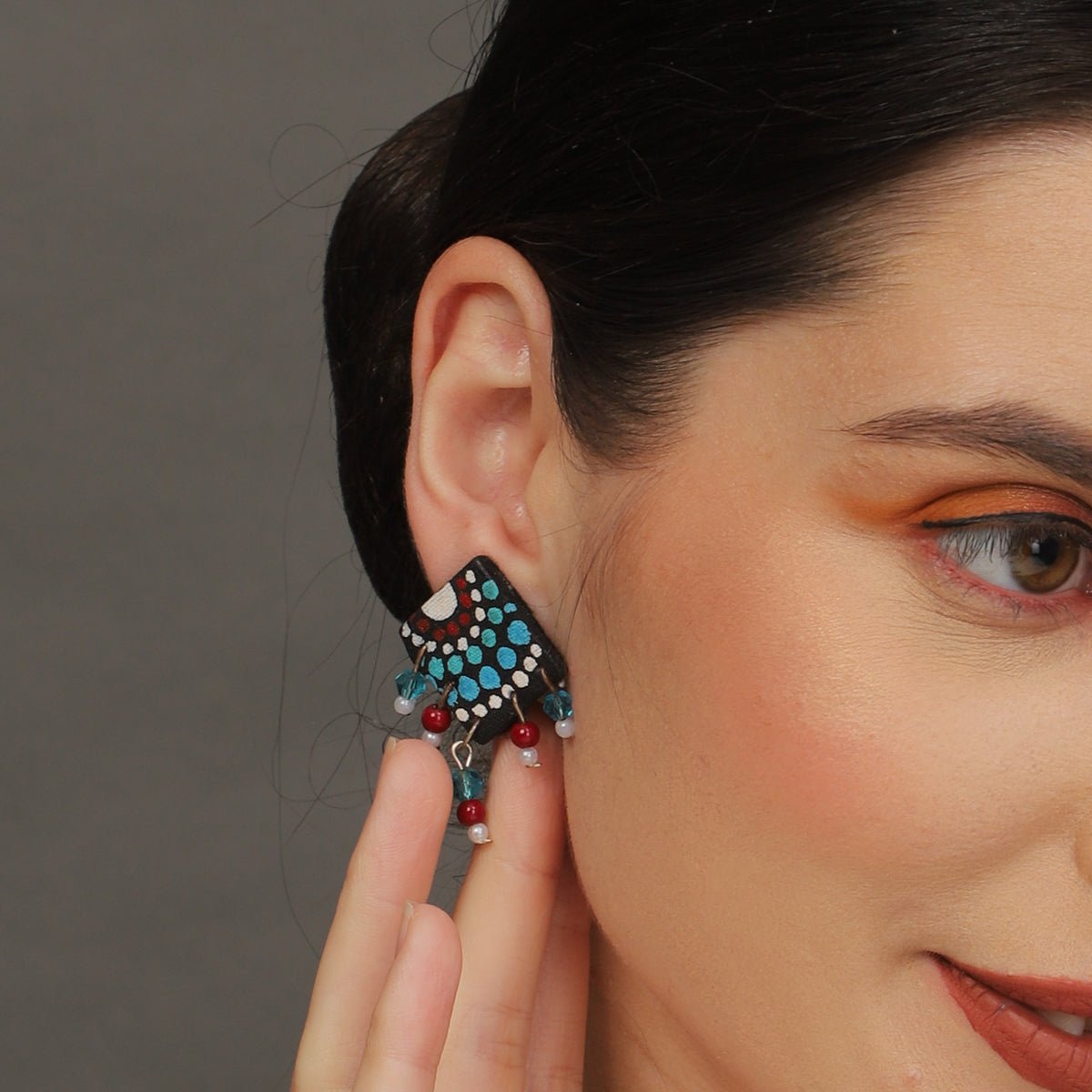 Mini Classic Multi Color Hand Painted Stud (Earrings) HP - ER - 216 - KHOJ.CITY