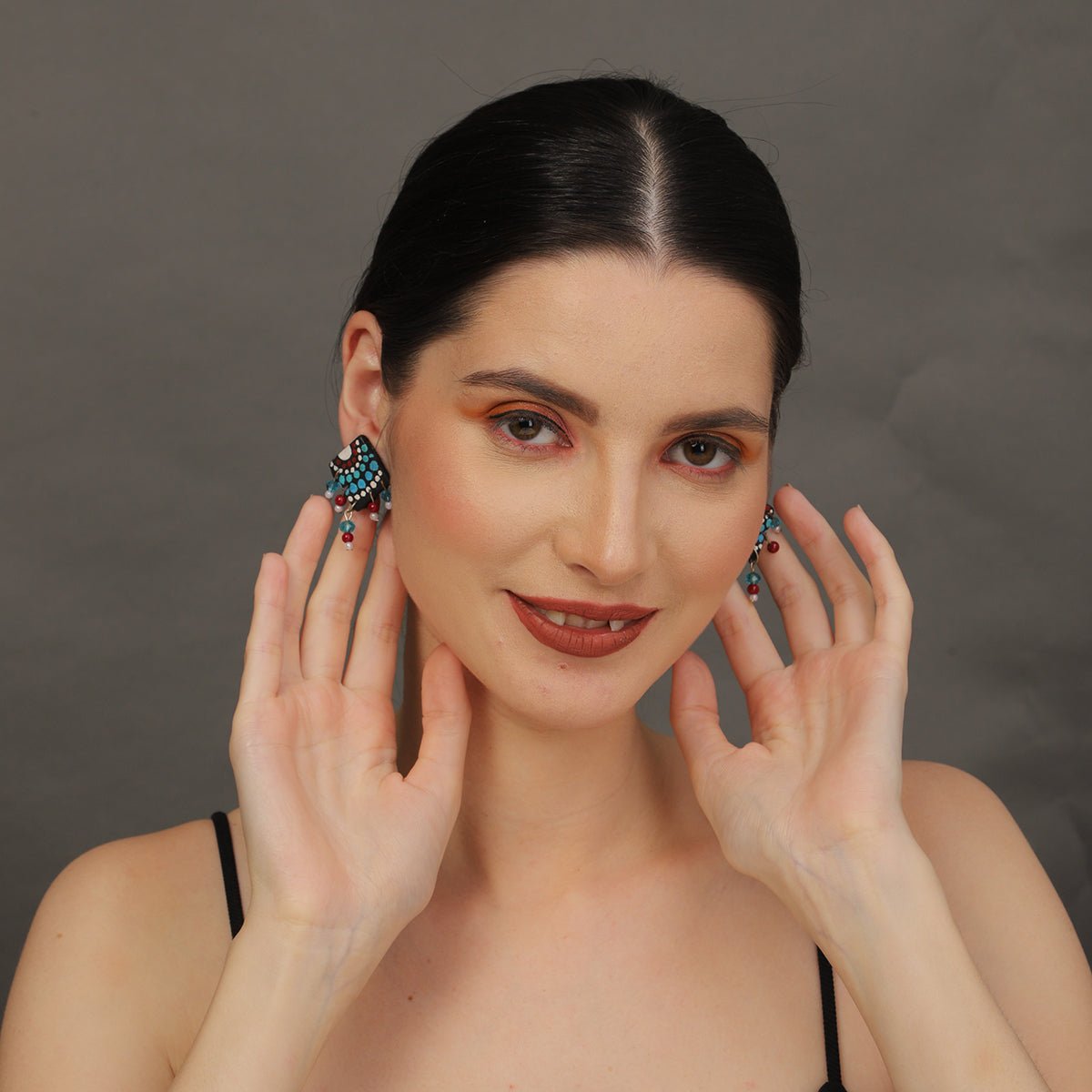 Mini Classic Multi Color Hand Painted Stud (Earrings) HP - ER - 216 - KHOJ.CITY