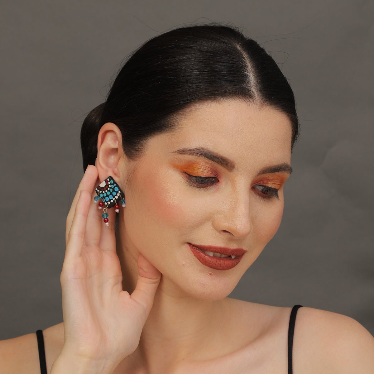 Mini Classic Multi Color Hand Painted Stud (Earrings) HP - ER - 216 - KHOJ.CITY