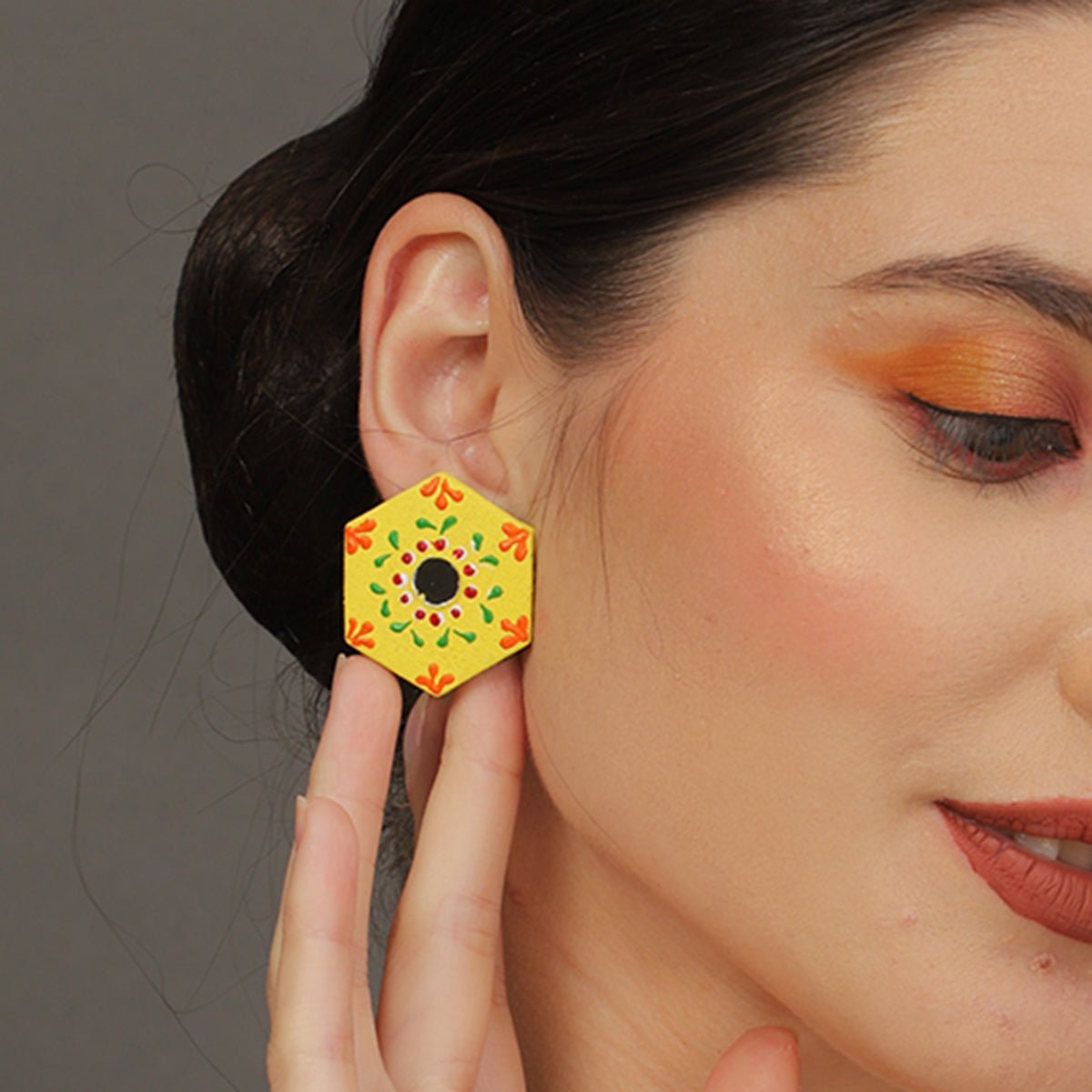 Mini Classic Multi Color Hand Painted Stud (Earrings) HP - ER - 217 - KHOJ.CITY