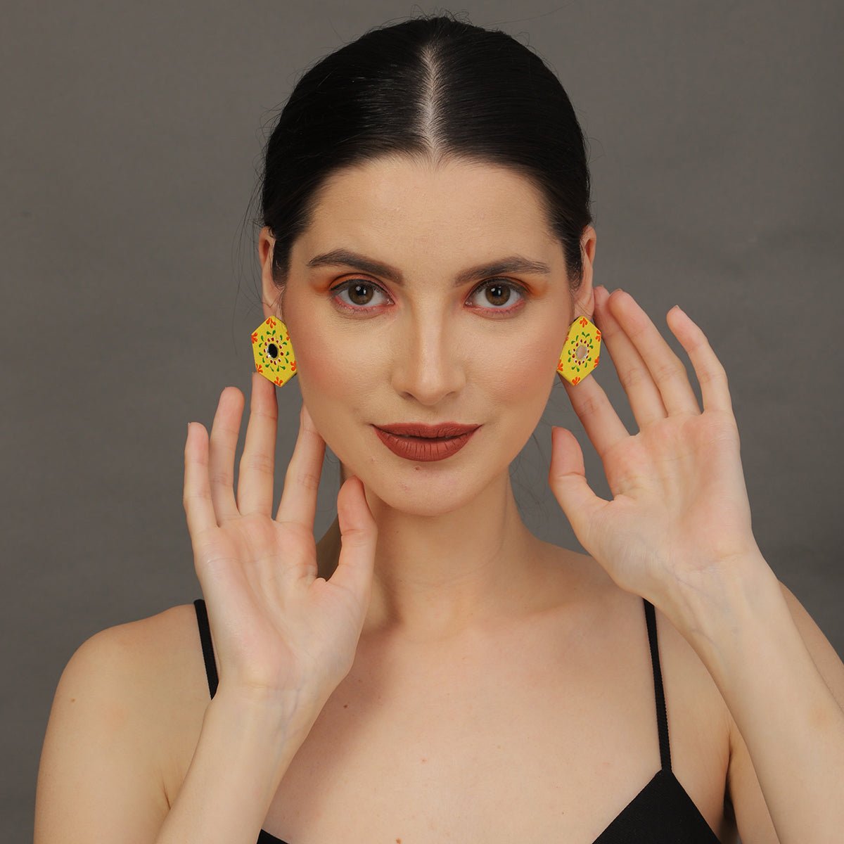 Mini Classic Multi Color Hand Painted Stud (Earrings) HP - ER - 217 - KHOJ.CITY
