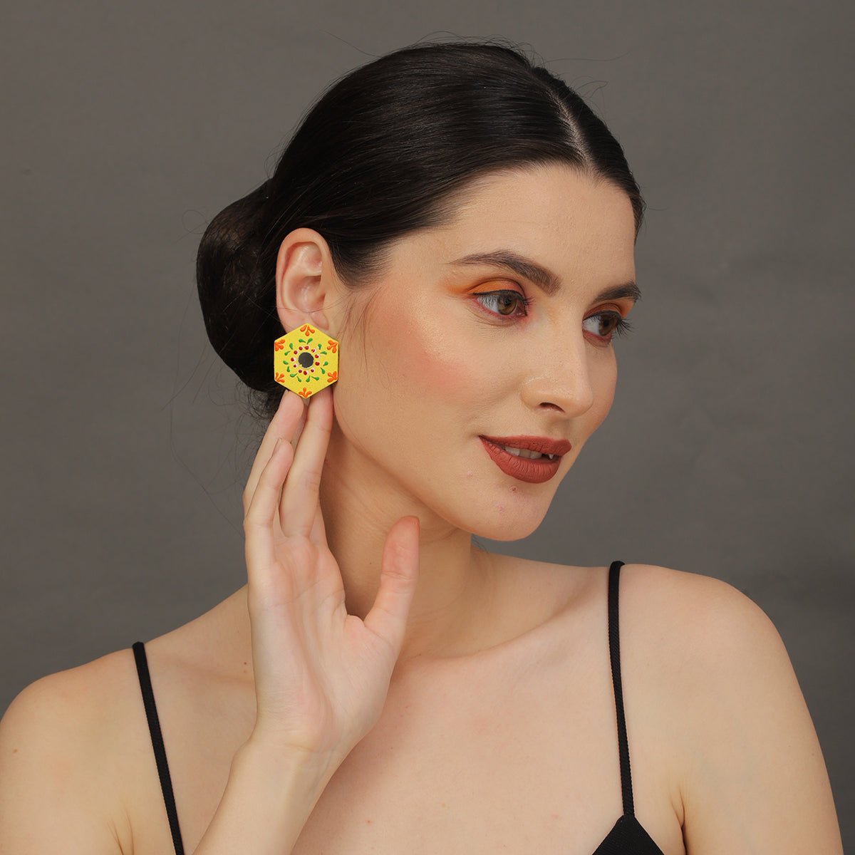 Mini Classic Multi Color Hand Painted Stud (Earrings) HP - ER - 217 - KHOJ.CITY