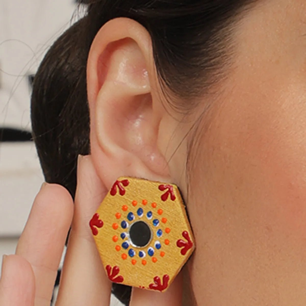 Mini Classic Multi Color Hand Painted Stud (Earrings) HP - ER - 230 - KHOJ.CITY