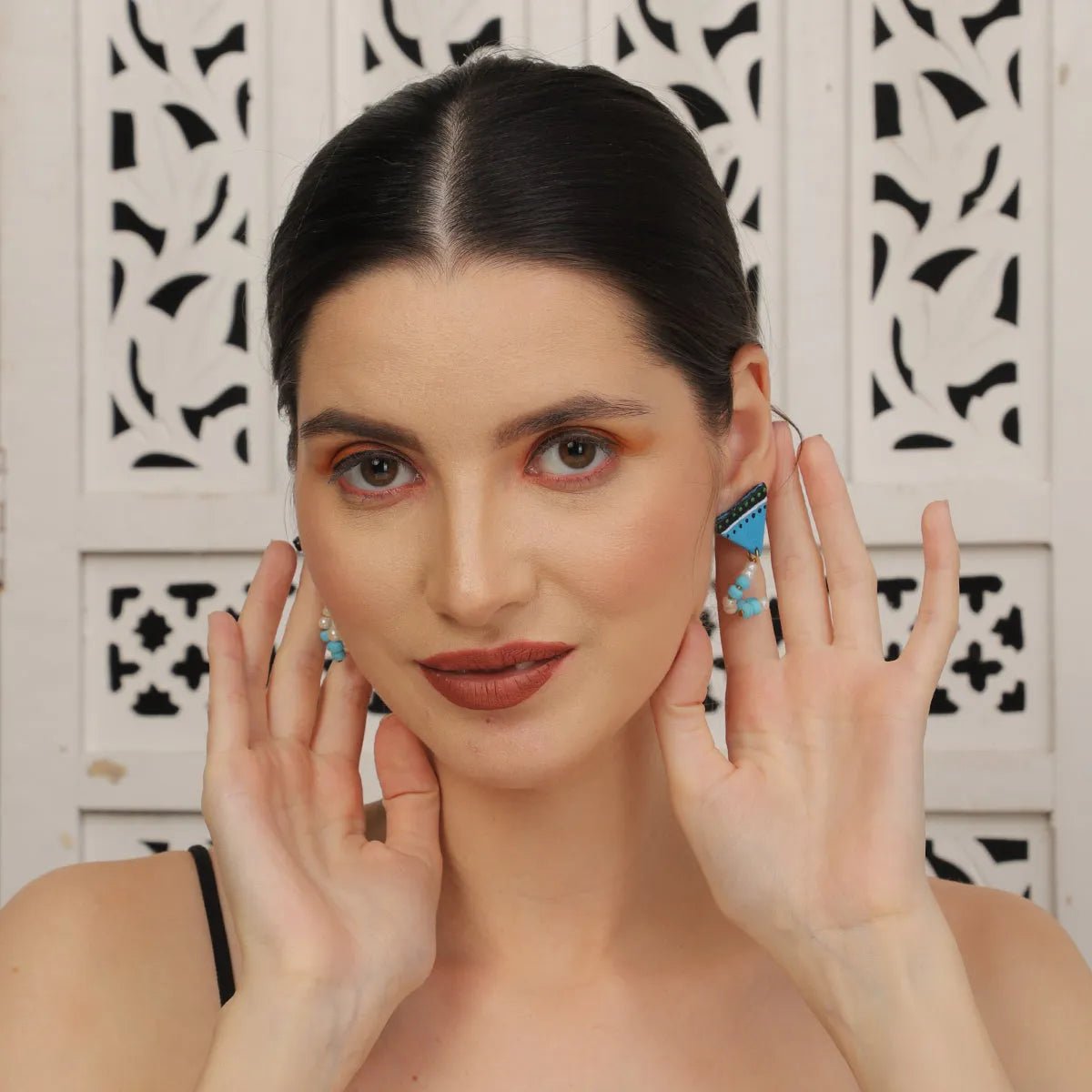 Mini Classic Multi Color Hand Painted Stud (Earrings) HP - ER - 231 - KHOJ.CITY