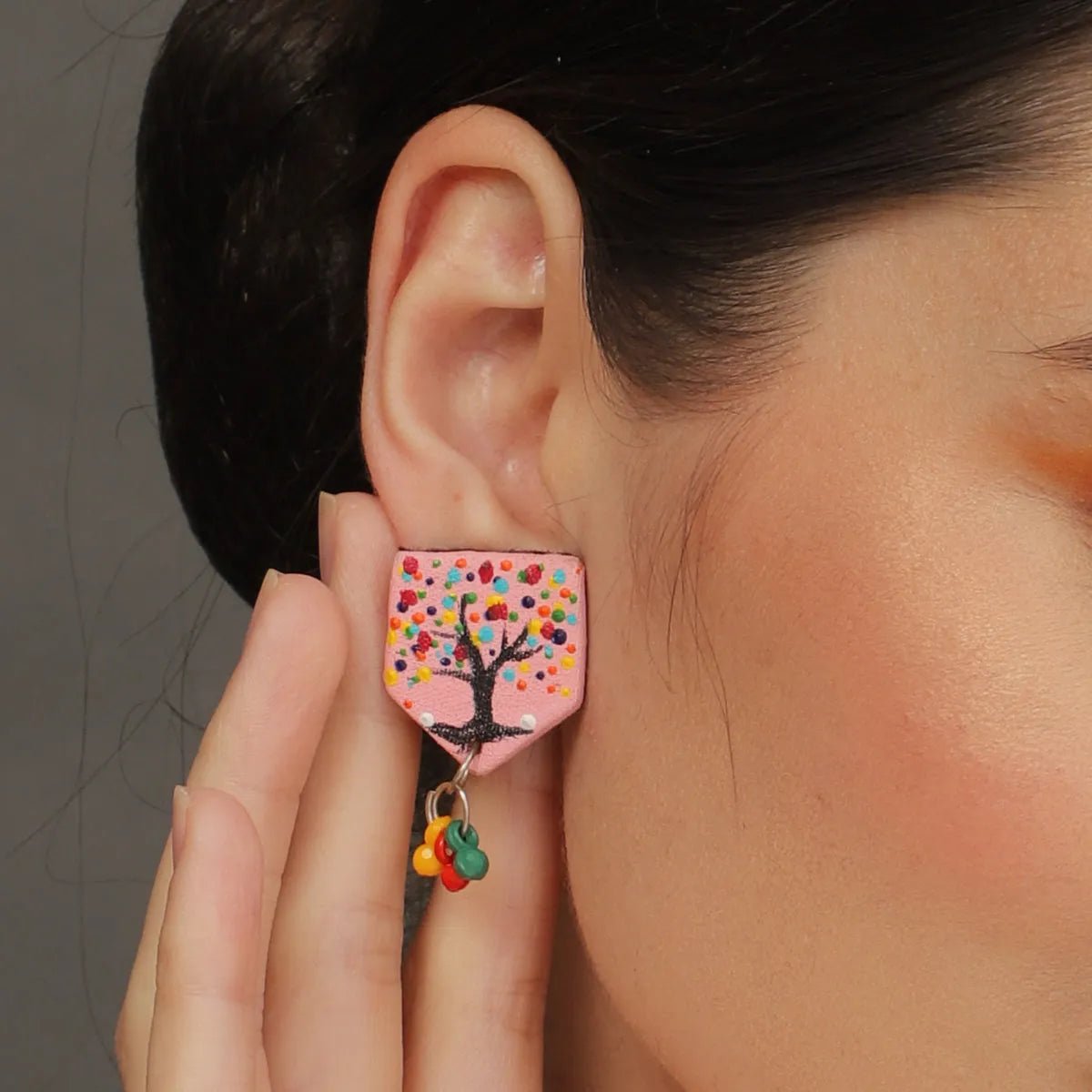 Mini Classic Multi Color Hand Painted Stud (Earrings) HP - ER - 232 - KHOJ.CITY