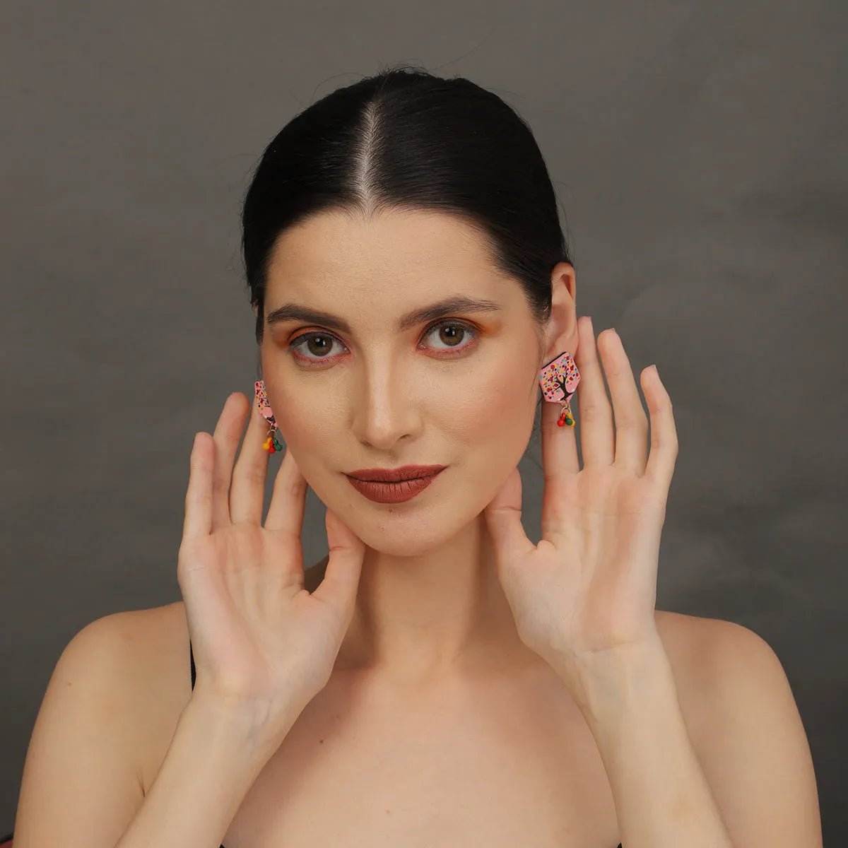 Mini Classic Multi Color Hand Painted Stud (Earrings) HP - ER - 232 - KHOJ.CITY