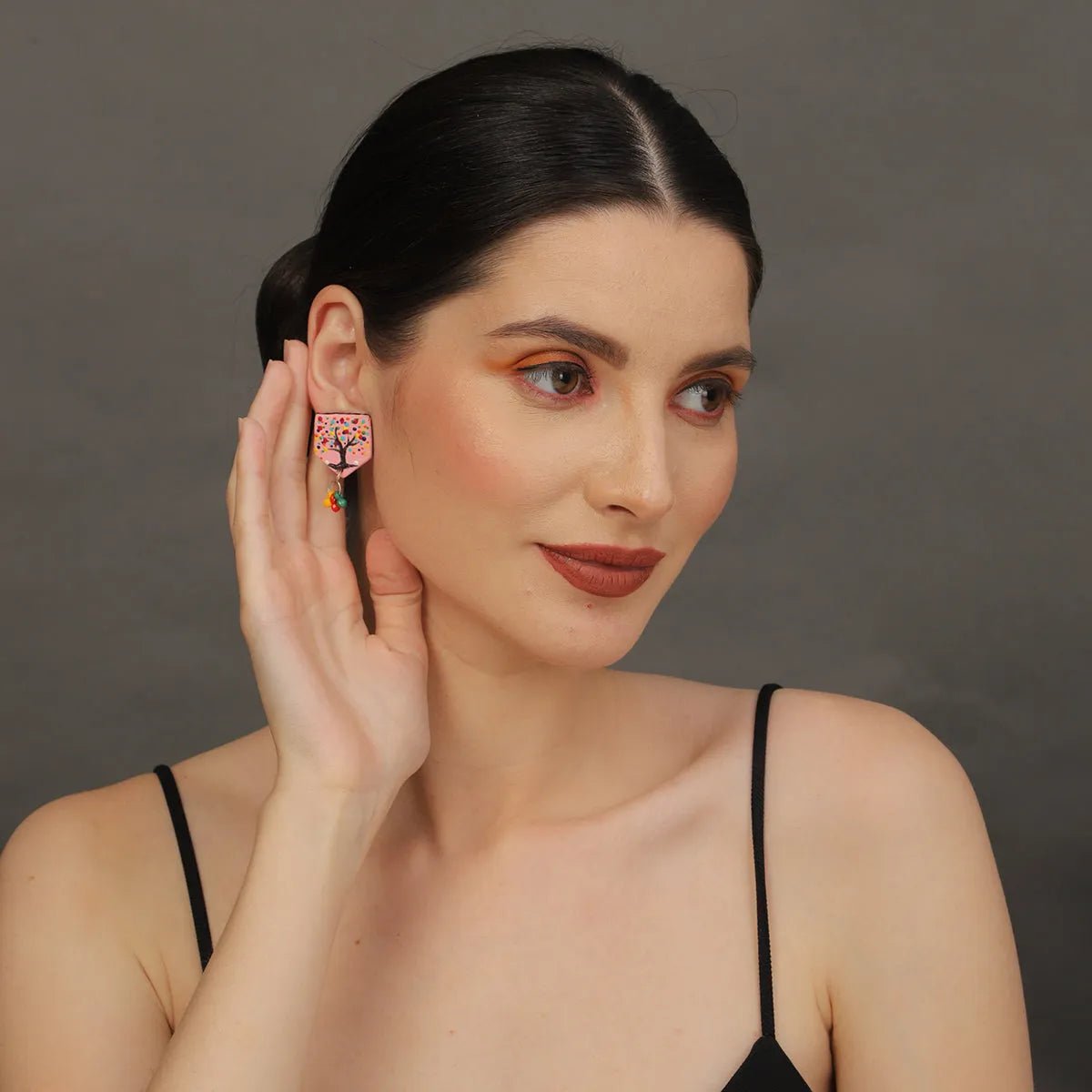 Mini Classic Multi Color Hand Painted Stud (Earrings) HP - ER - 232 - KHOJ.CITY