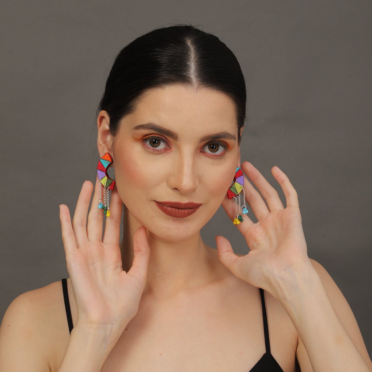 Mini Classic Multi Color Hand Painted Stud (Earrings) HP - ER - 236 - KHOJ.CITY