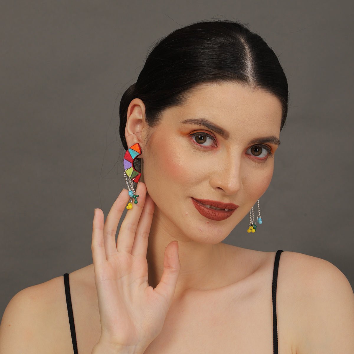 Mini Classic Multi Color Hand Painted Stud (Earrings) HP - ER - 236 - KHOJ.CITY