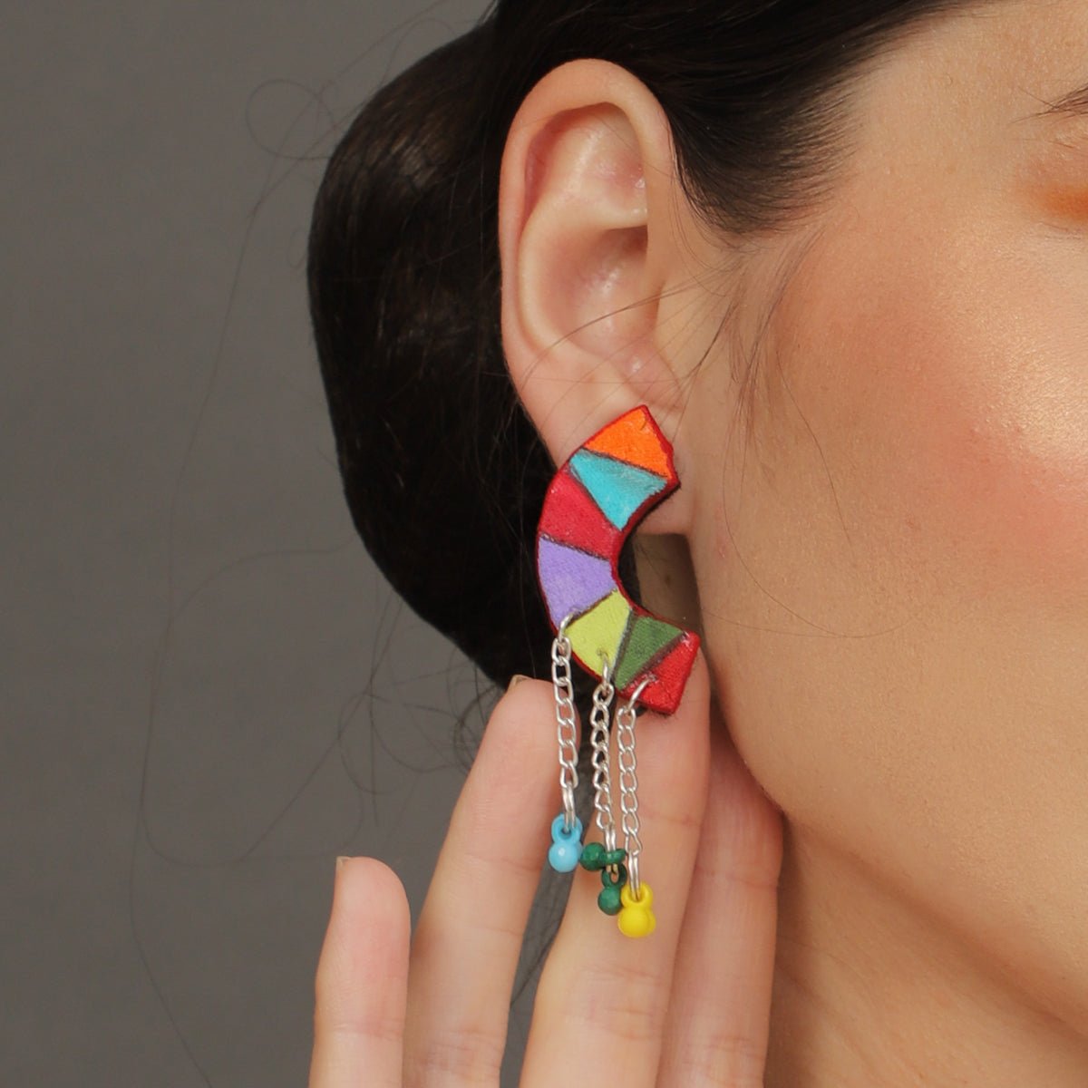 Mini Classic Multi Color Hand Painted Stud (Earrings) HP - ER - 236 - KHOJ.CITY