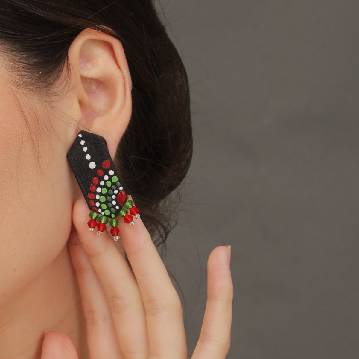 Mini Classic Multi Color Hand Painted Stud (Earrings) HP - ER - 237 - KHOJ.CITY