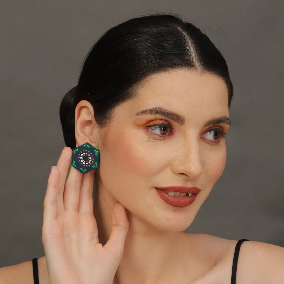 Mini Classic Multi Color Hand Painted Stud (Earrings) HP - ER - 239 - KHOJ.CITY