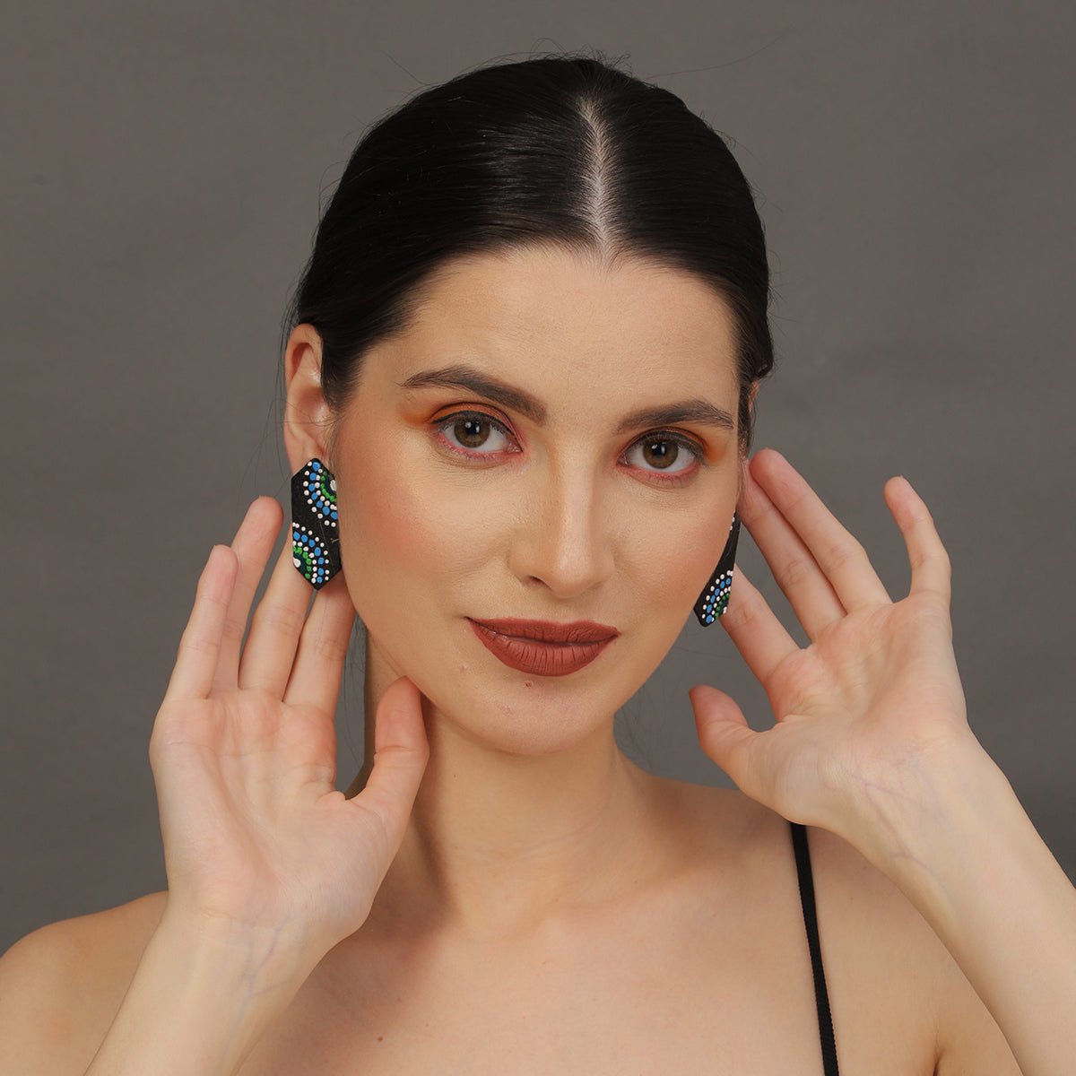 Mini Classic Multi Color Hand Painted Stud (Earrings) HP - ER - 240 - KHOJ.CITY