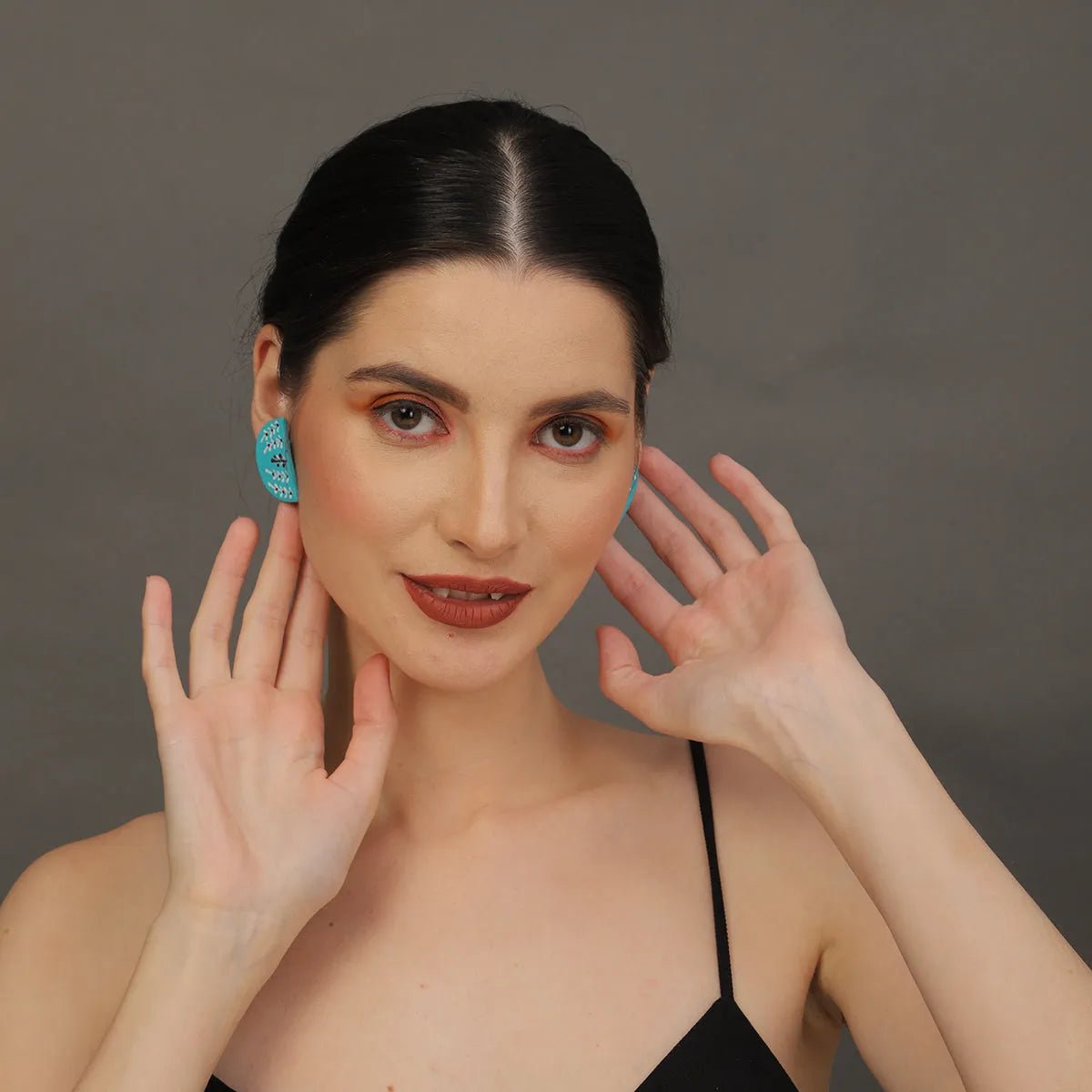 Mini Classic Multi Color Hand Painted Stud (Earrings) HP - ER - 246 - KHOJ.CITY