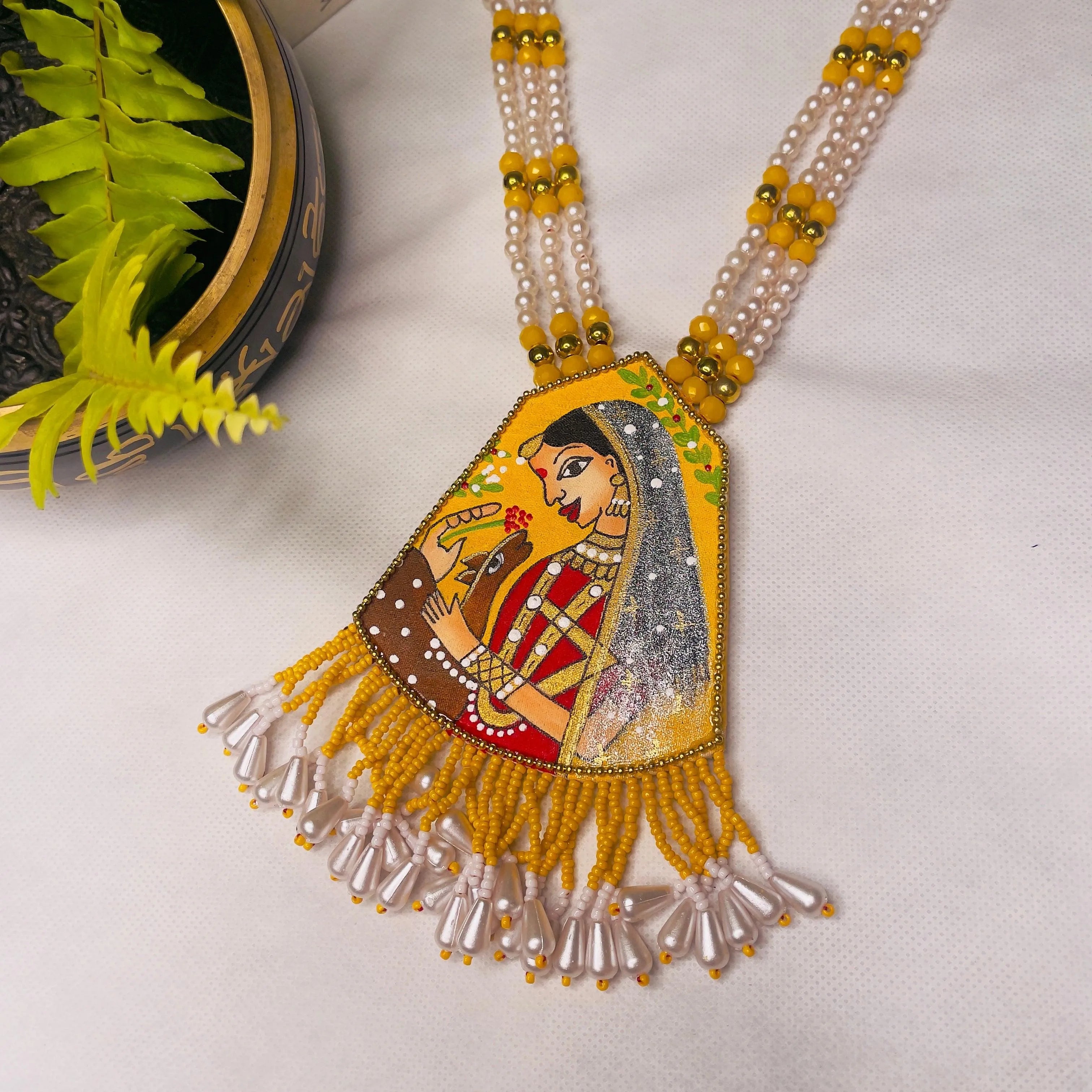 Mithila Haldi Classic Hand Painted (Necklace) HP-NP-064 - KHOJ.CITY