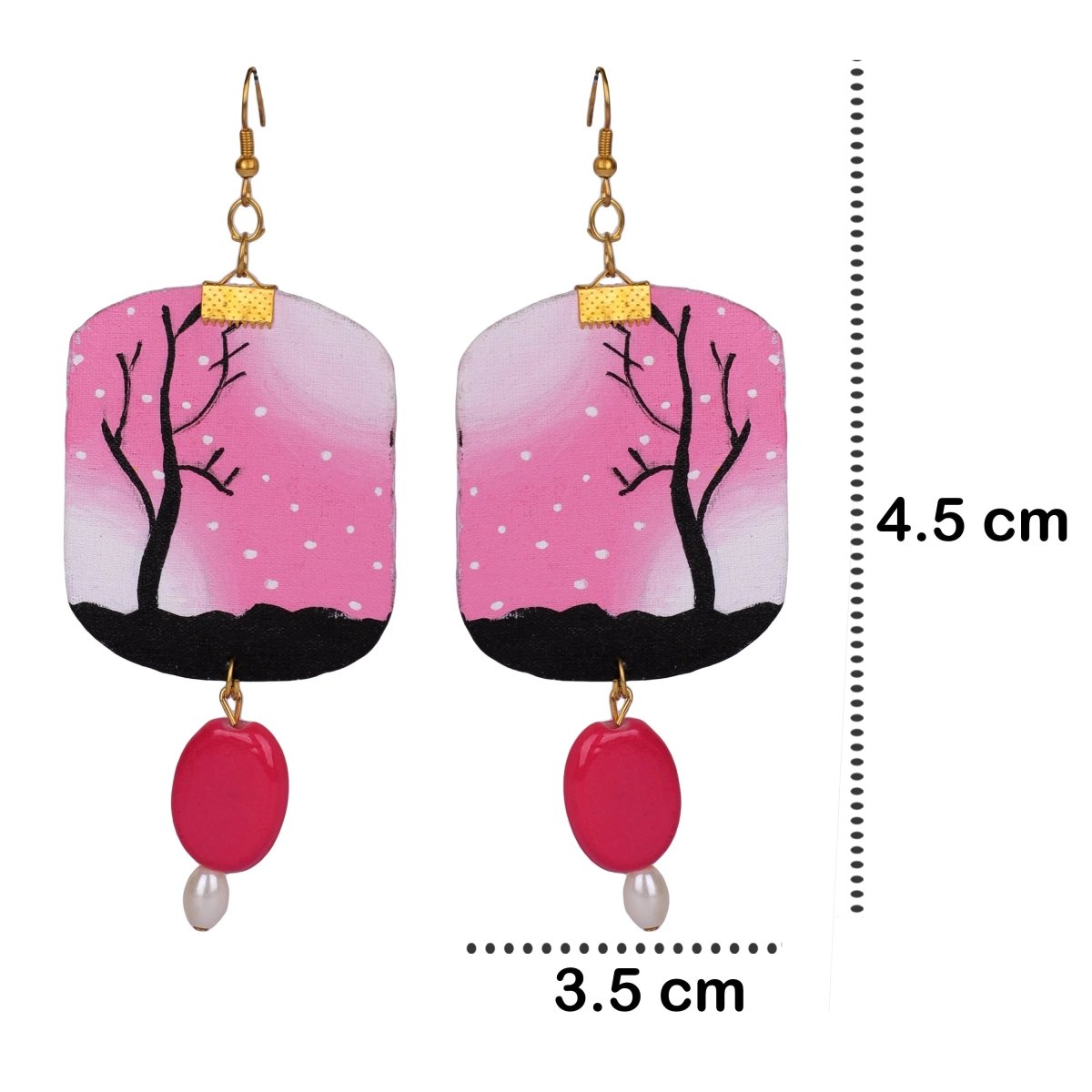 Moonlit Traditional Multi Color Hand Painted Drop (Earrings) HP - ER - 136 - KHOJ.CITY