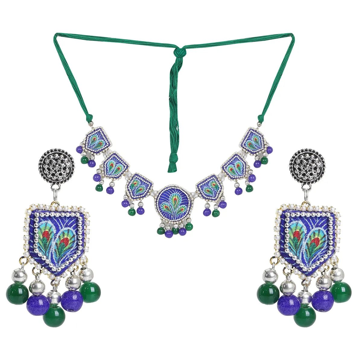 Mor Classic Blue Hand Painted (Choker set) HP - NP - KHOJ.CITY