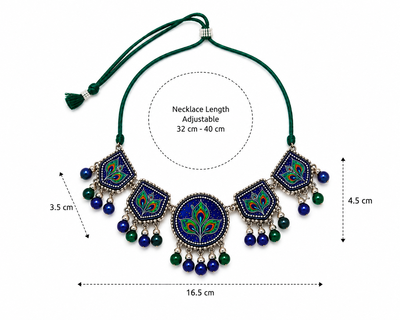 Mor Pankh Neel choker measurements