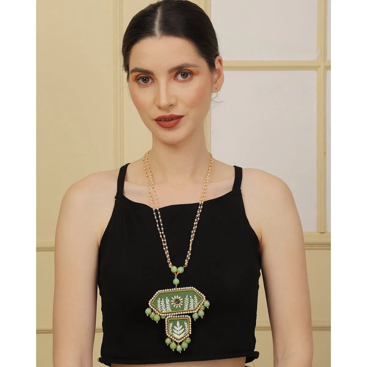 Nalini Green Hand Painted (Necklace) HP - NP - 071 - KHOJ.CITY