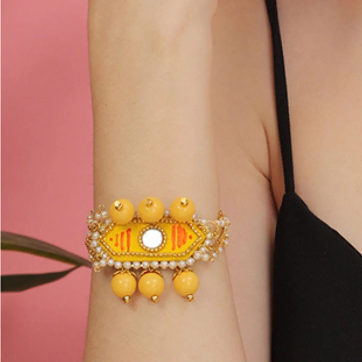 Nalini Yellow Classic Hand Painted (Bracelet) HP - BR - KHOJ.CITY