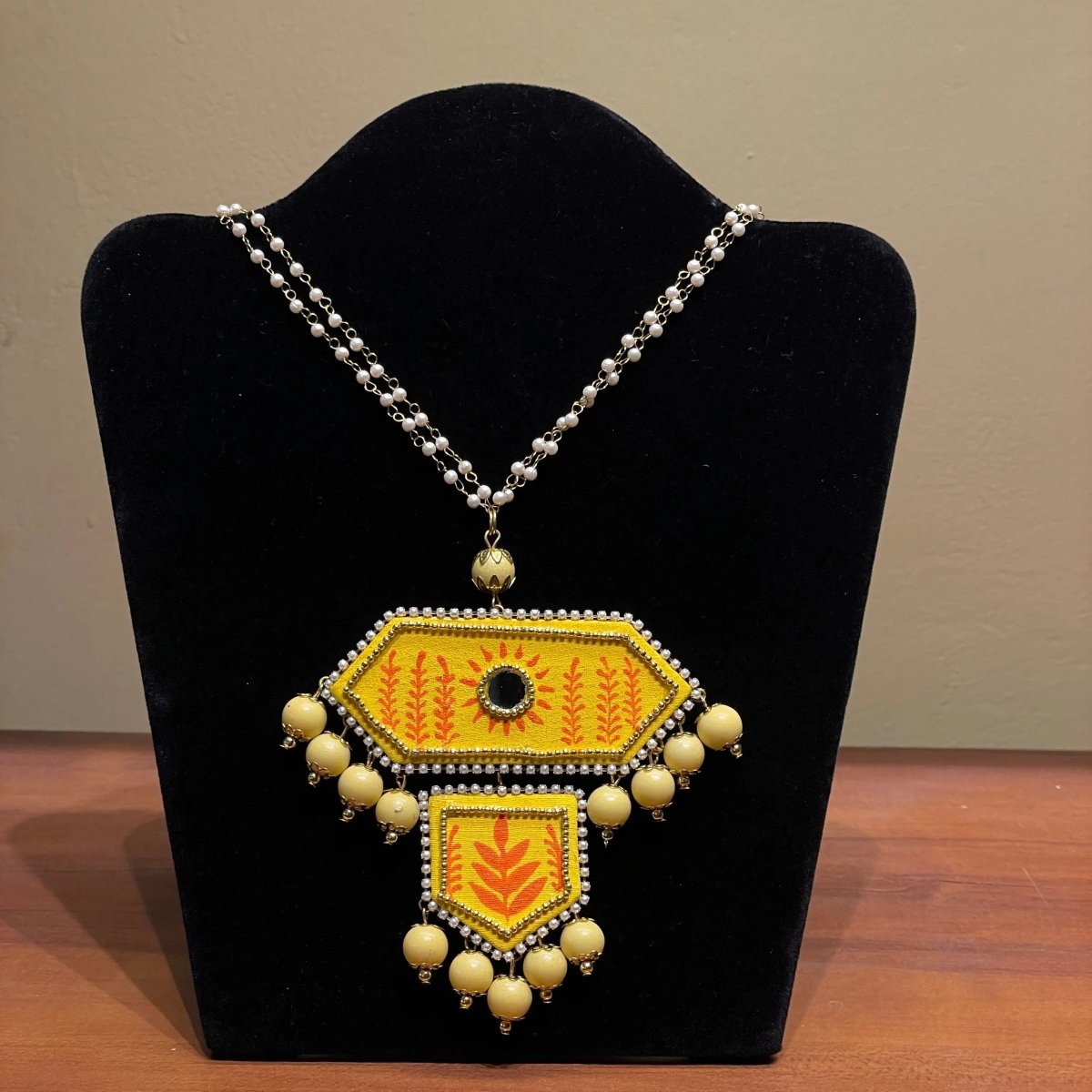 Nalini Yellow Hand Painted (Necklace) HP - NP - 072 - KHOJ.CITY