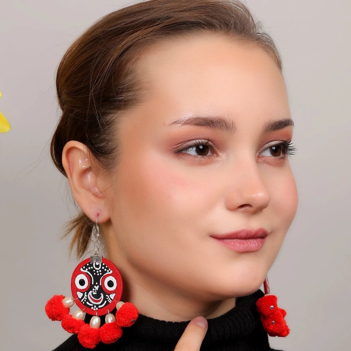 Narayana Jagannath Traditional Multi Color Hand Painted Drop (Earrings) HP - ER - 154 - KHOJ.CITY