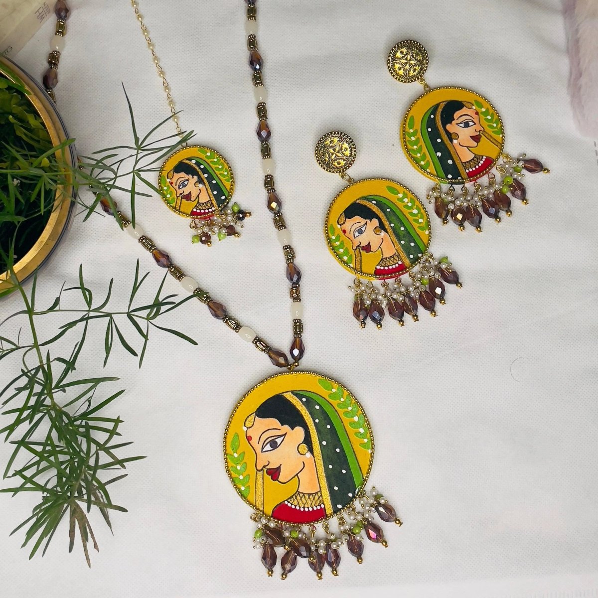 Nayana Haldi Classic Multi Color Hand Painted Bridal jewelry (Shaadi Set) - 022 - KHOJ.CITY