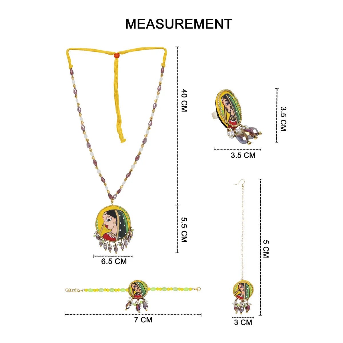 Nayana Haldi Classic Multi Color Hand Painted Bridal jewelry (Shaadi Set) - 022 - KHOJ.CITY