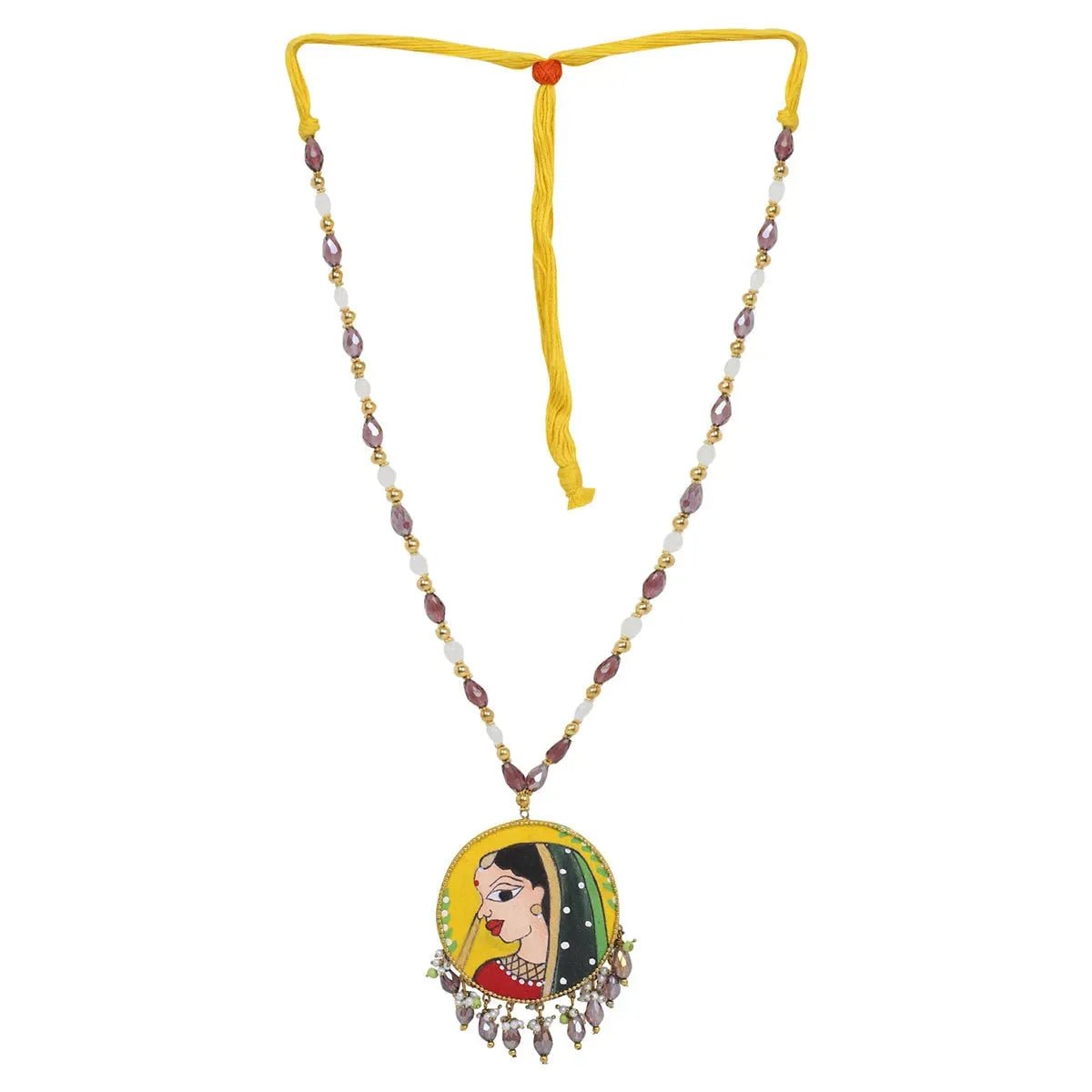 Nayana Haldi Yellow Classic Hand Painted (Necklace Set) HP - NP - 162 - KHOJ.CITY