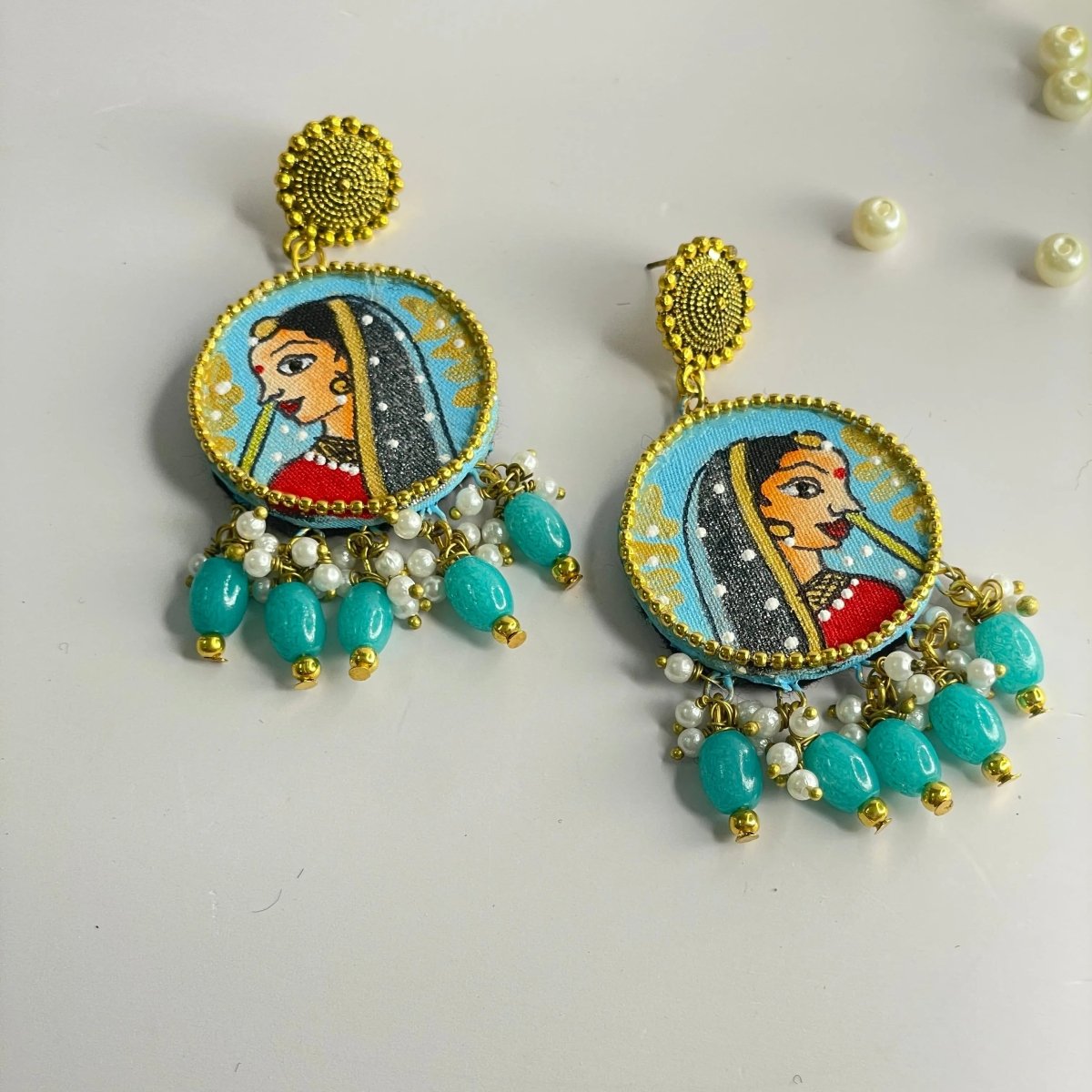 Nayana Traditional Blue Handmade Drop (Earrings) HP - ER - KHOJ.CITY