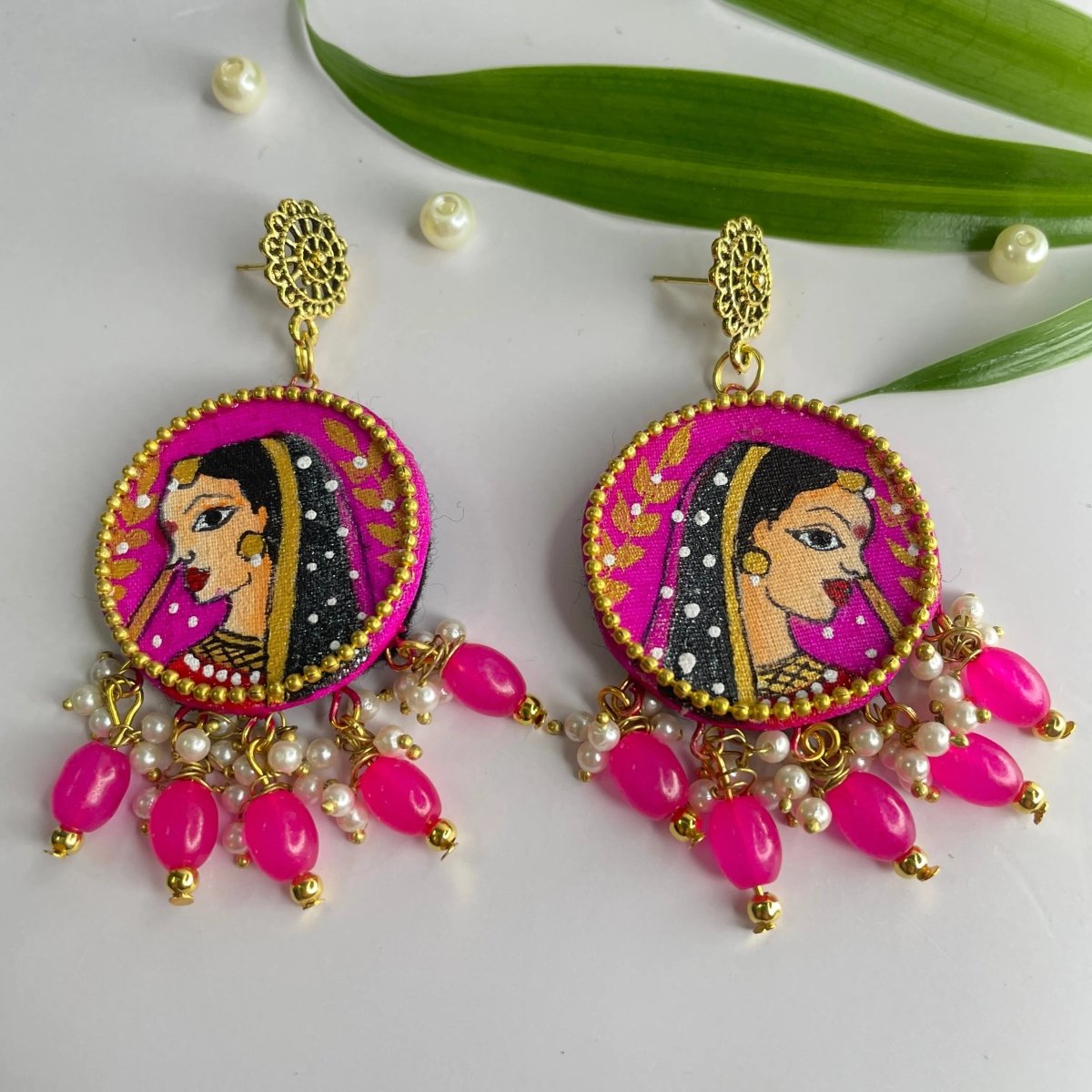Nayana Traditional Dark Pink Handmade Drop (Earrings) HP - ER - KHOJ.CITY