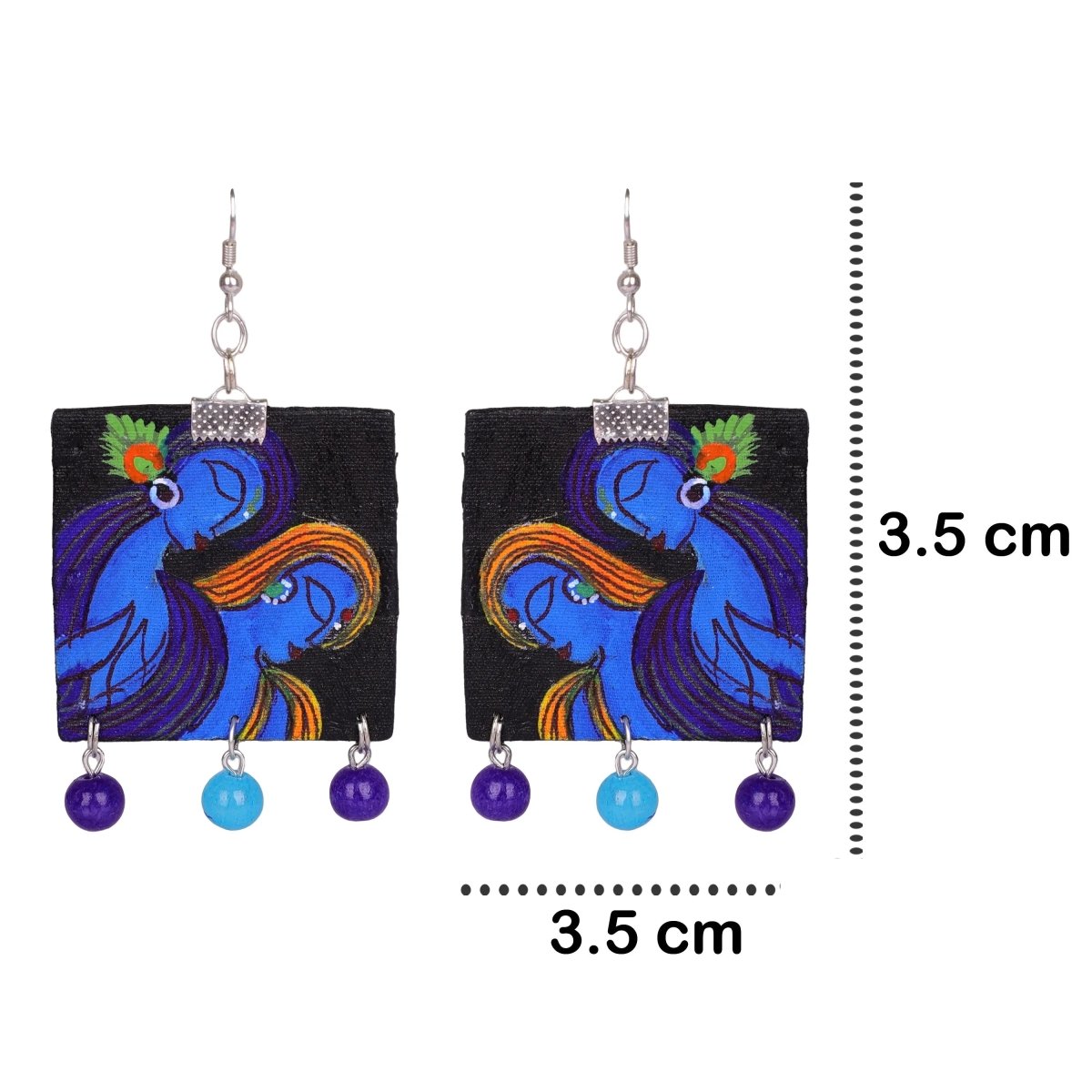 Neelesh Brij Ke Kanha Traditional Multi Color Hand Painted Drop (Earrings) HP - ER - 026 - KHOJ.CITY