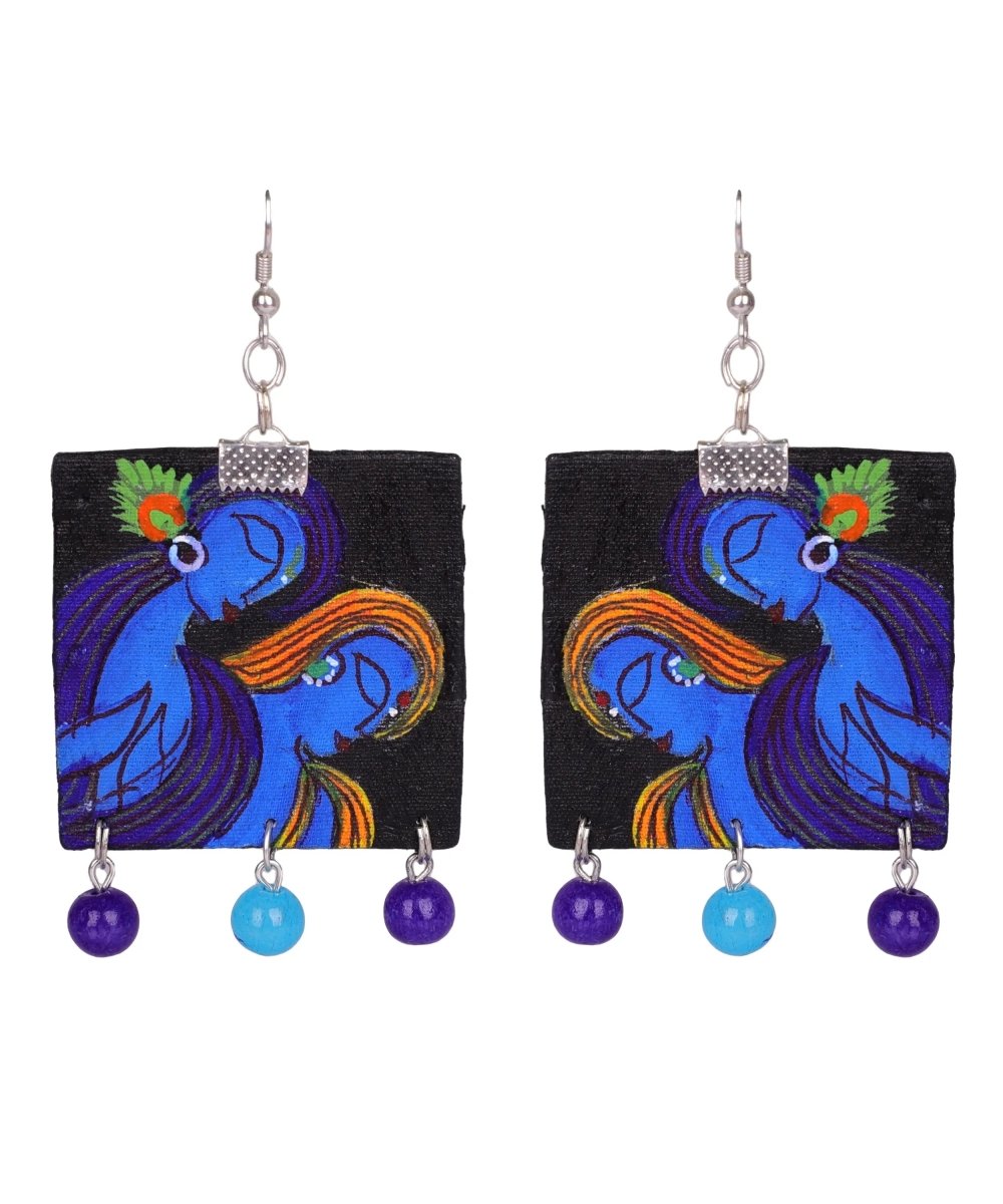 Neelesh Brij Ke Kanha Traditional Multi Color Hand Painted Drop (Earrings) HP - ER - 026 - KHOJ.CITY