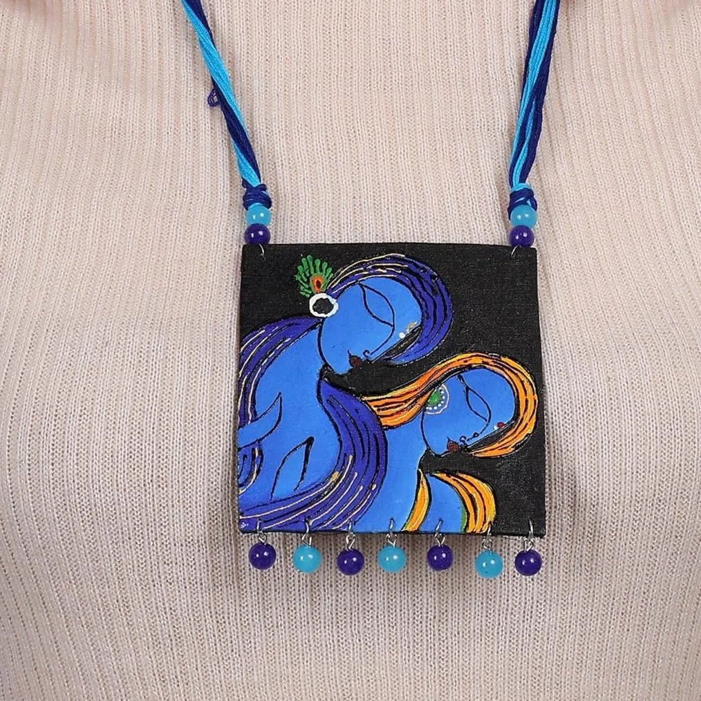 Neelesh Brij Ke Kanha Traditional Multi Color Hand Painted (Necklace Set) HP - NP - 199 - KHOJ.CITY