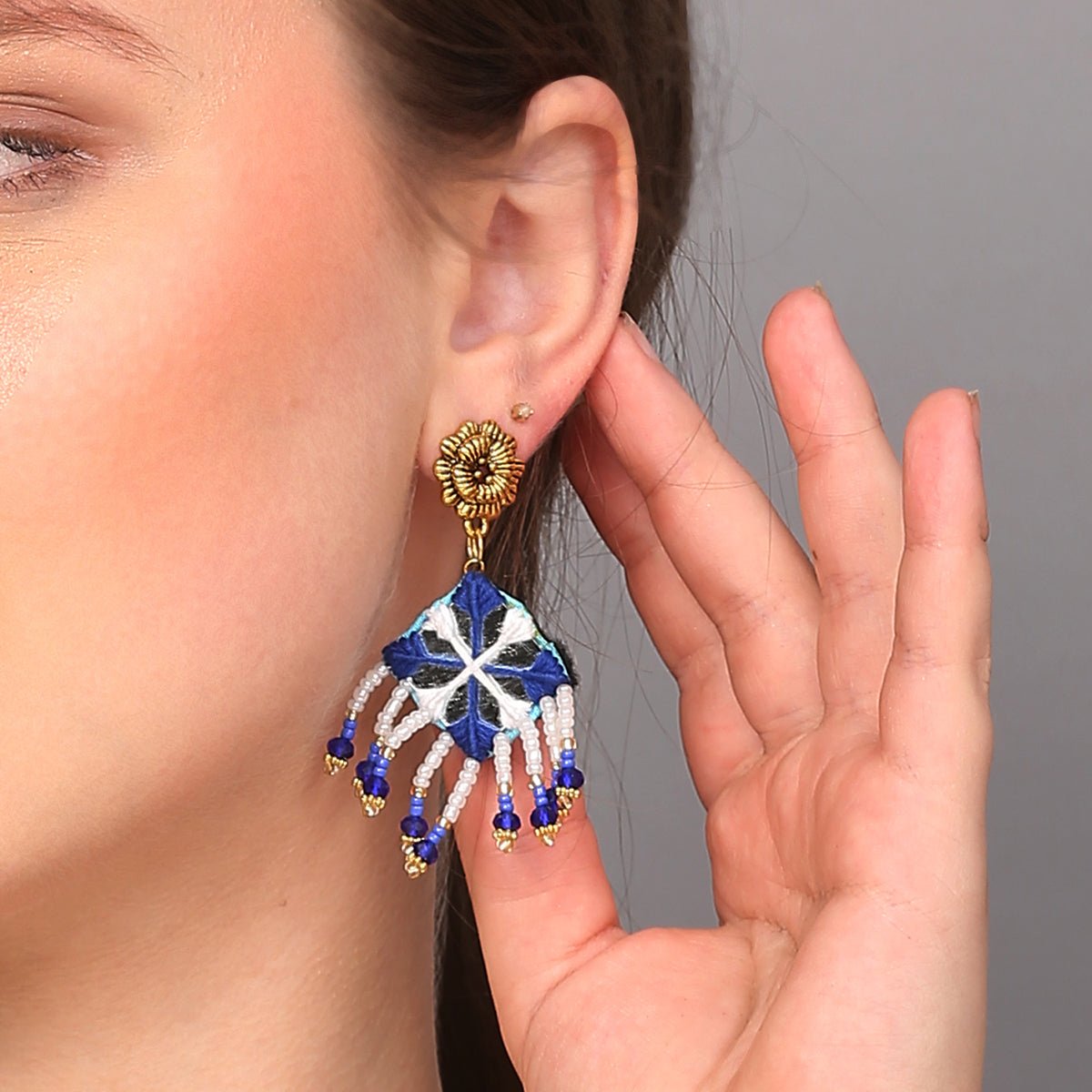 Nivi Traditional Multi Color Hand Painted Drop (Earrings) HP - ER - KHOJ.CITY