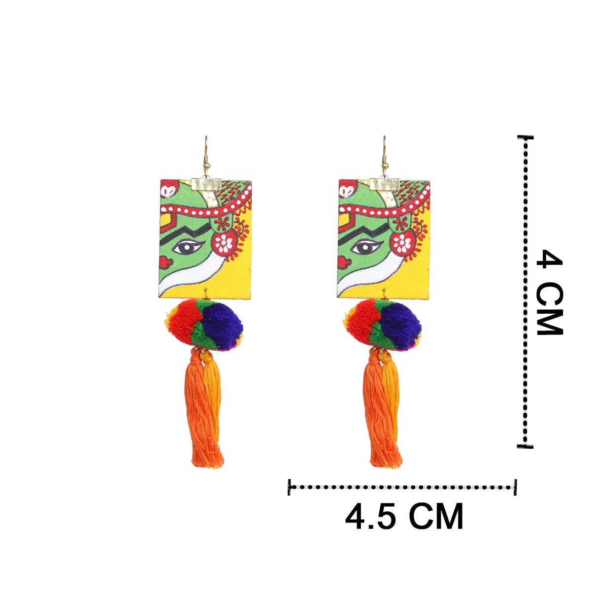 Nrityakala Traditional Multi Color Hand Painted Drop (Earrings) HP - ER - 145 - KHOJ.CITY